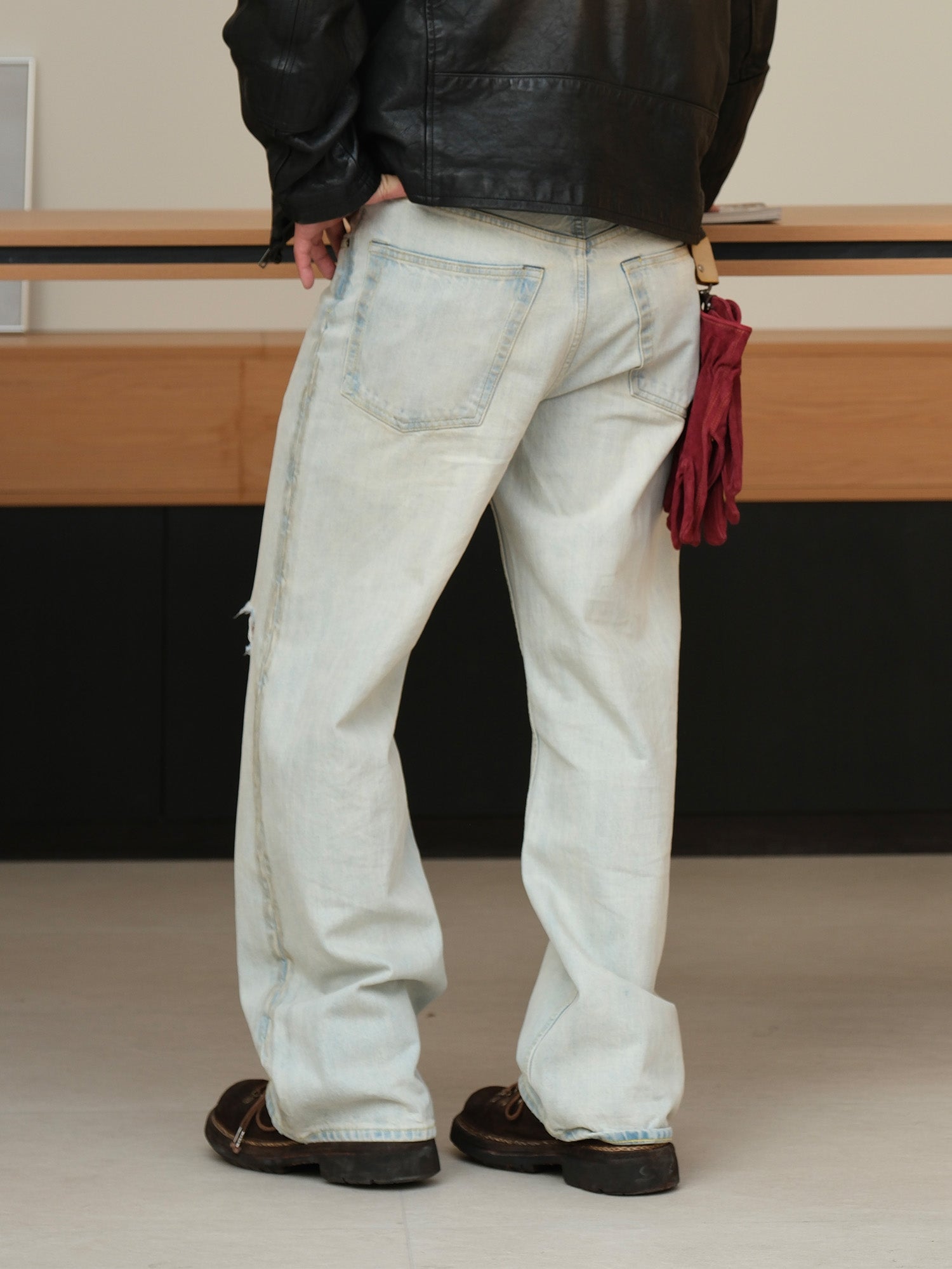 NEIGBORL Retro Washed Distressed Straight-Leg Jeans-Pants-S-Free Shipping Leatheretro