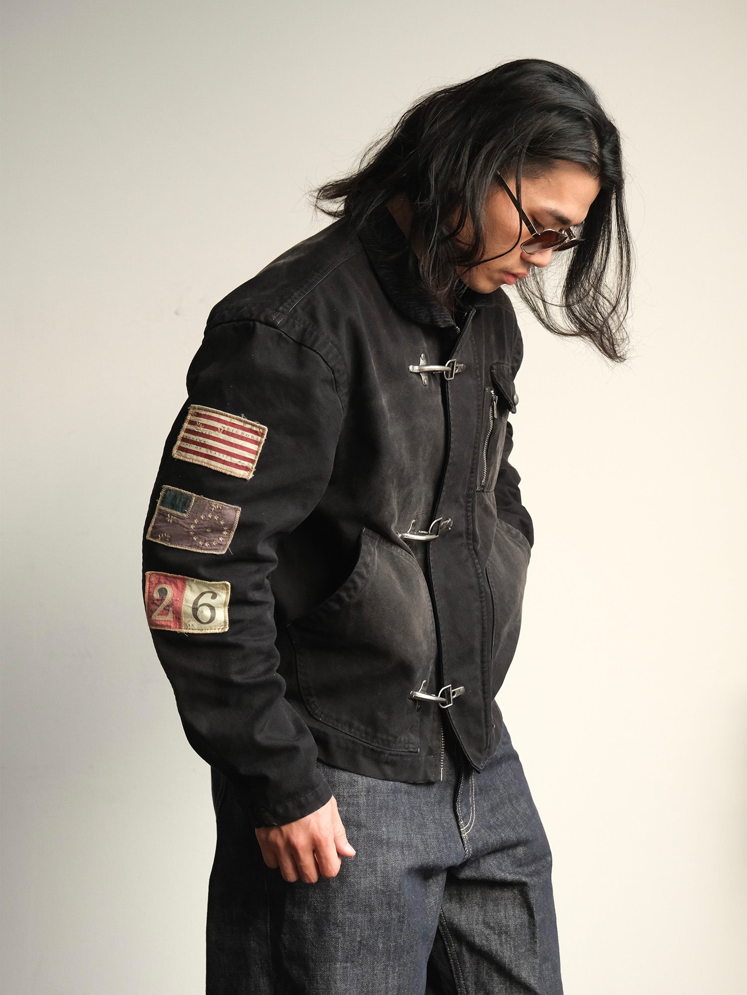 NEIGBORL Distressed Flight-Buckle Workwear Jacket-Jacket-S-Blue-Free Shipping Leatheretro