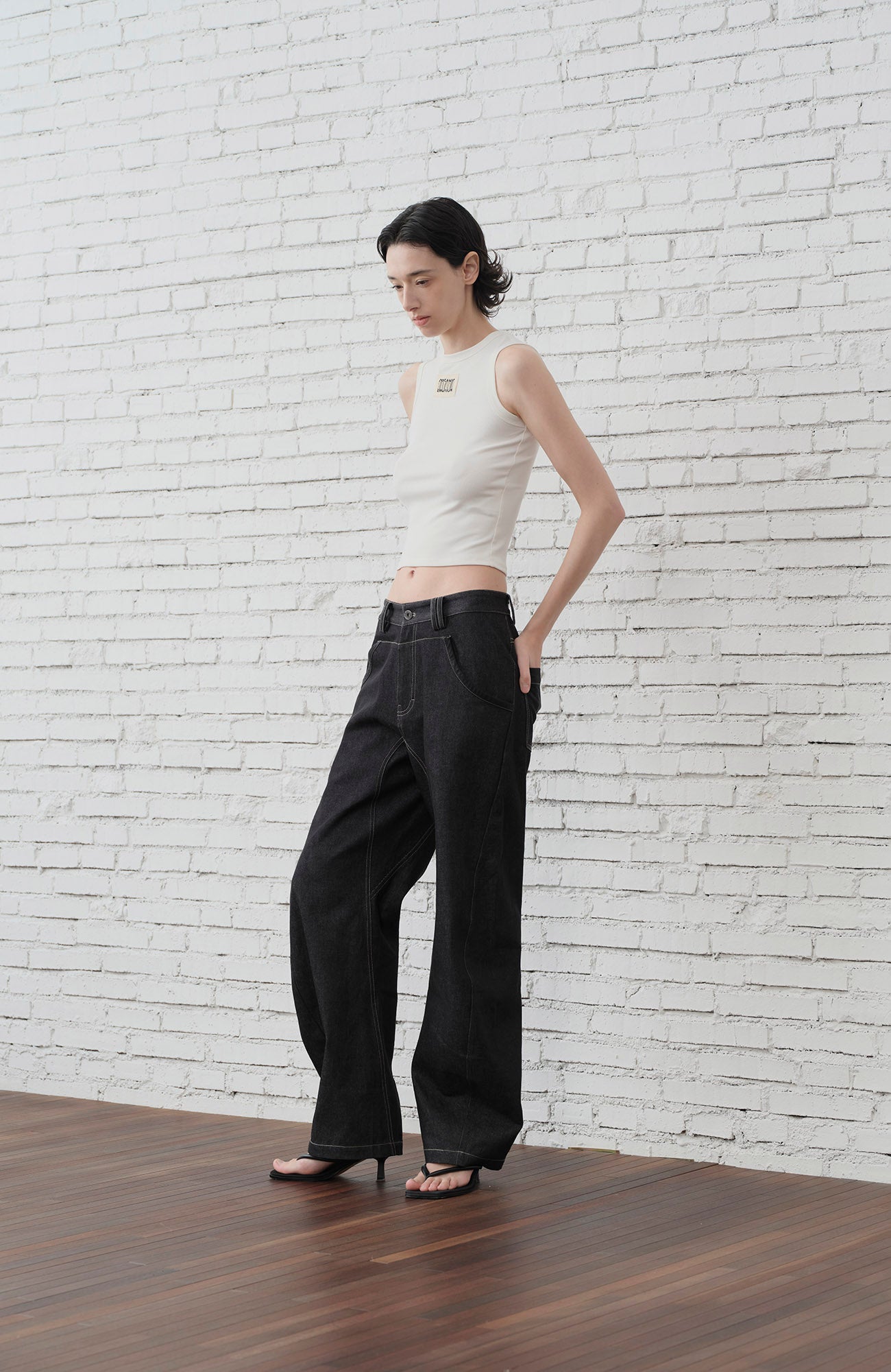 ORGANIC EMOTION Contrast-Paneled Workwear Jeans-Jeans-S-Free Shipping Leatheretro