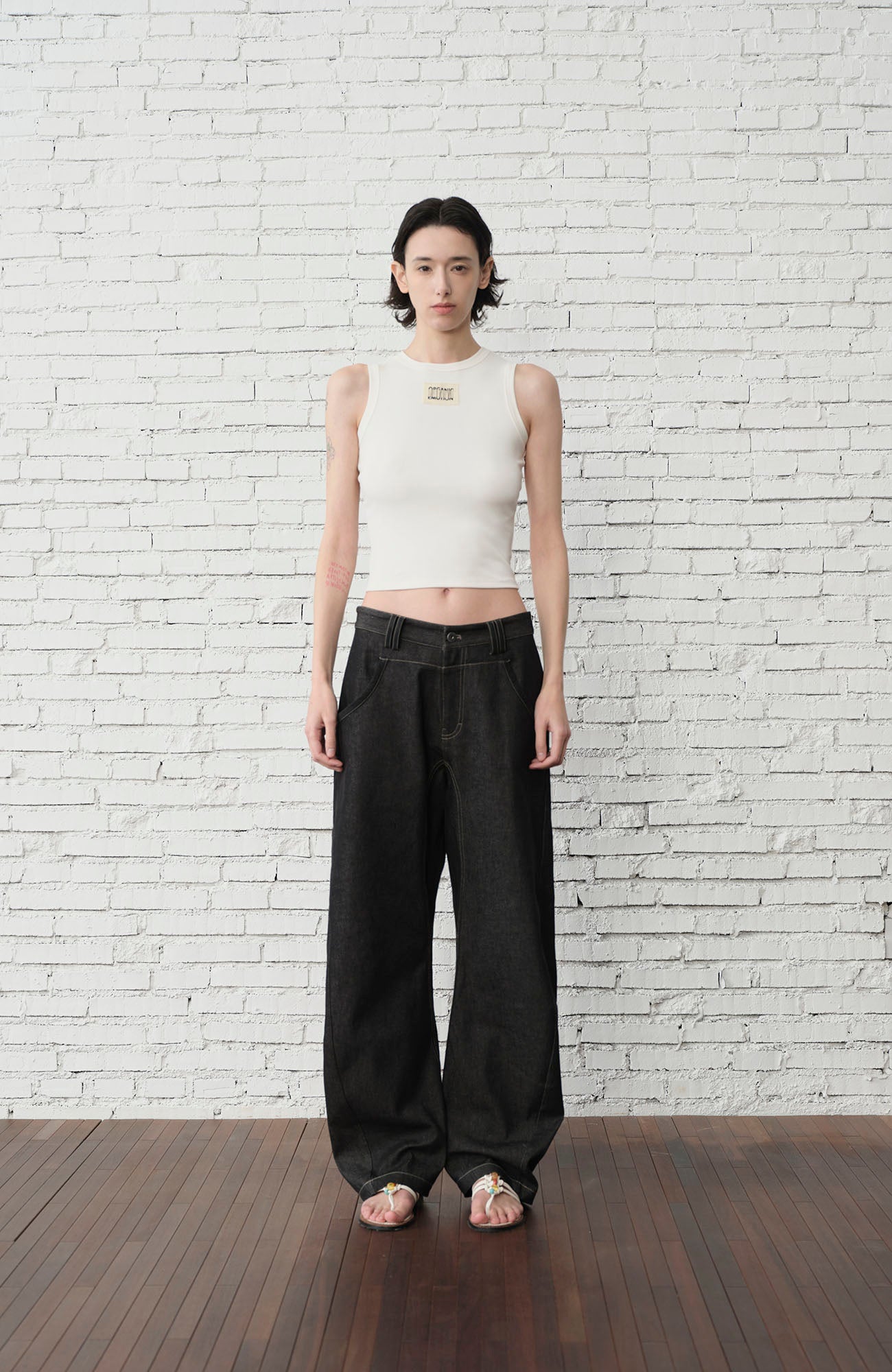 ORGANIC EMOTION Contrast-Paneled Workwear Jeans-Jeans-S-Free Shipping Leatheretro