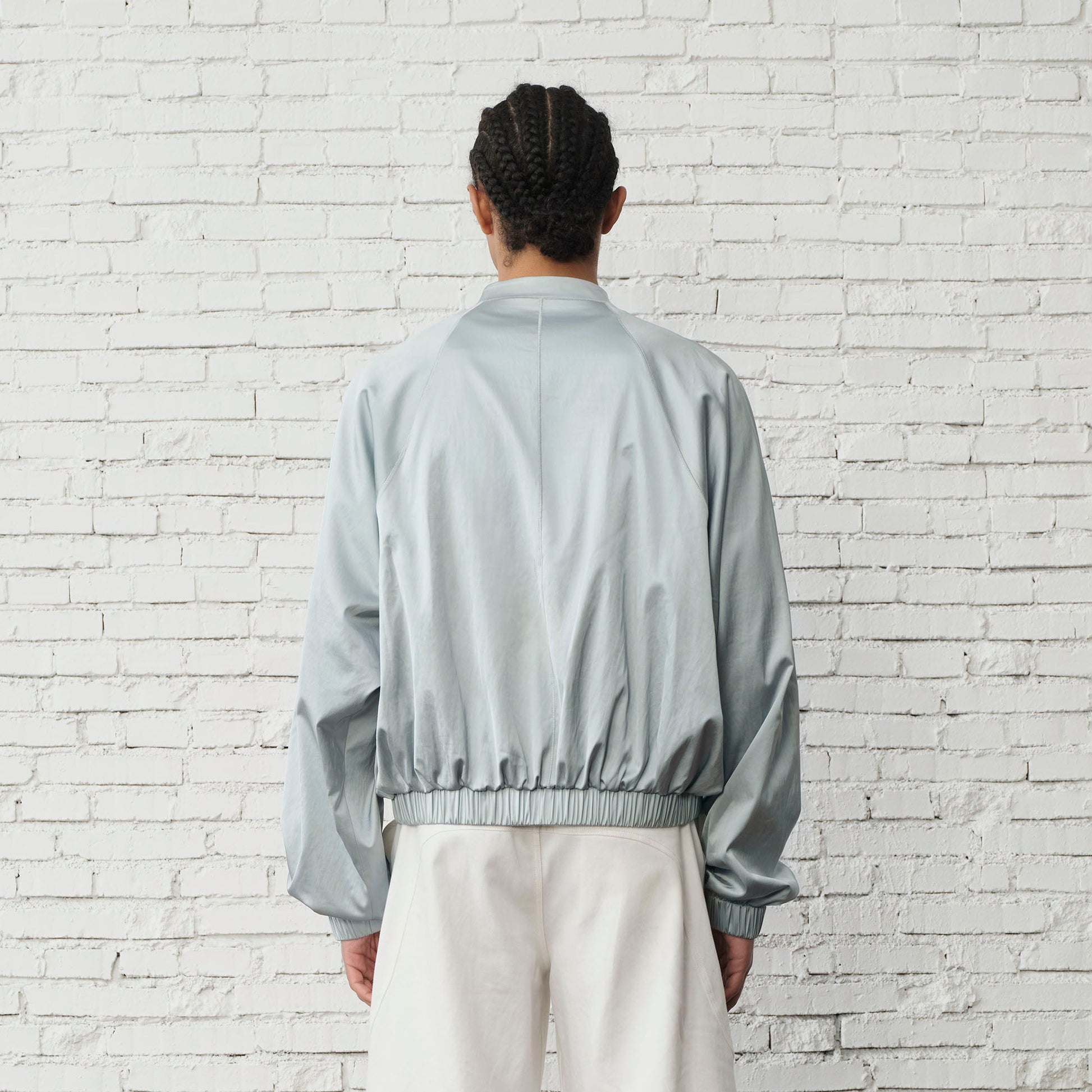 ORGANIC EMOTION Raglan-Sleeve Satin Zip Jacket-Jacket-S-Blue-Free Shipping Leatheretro