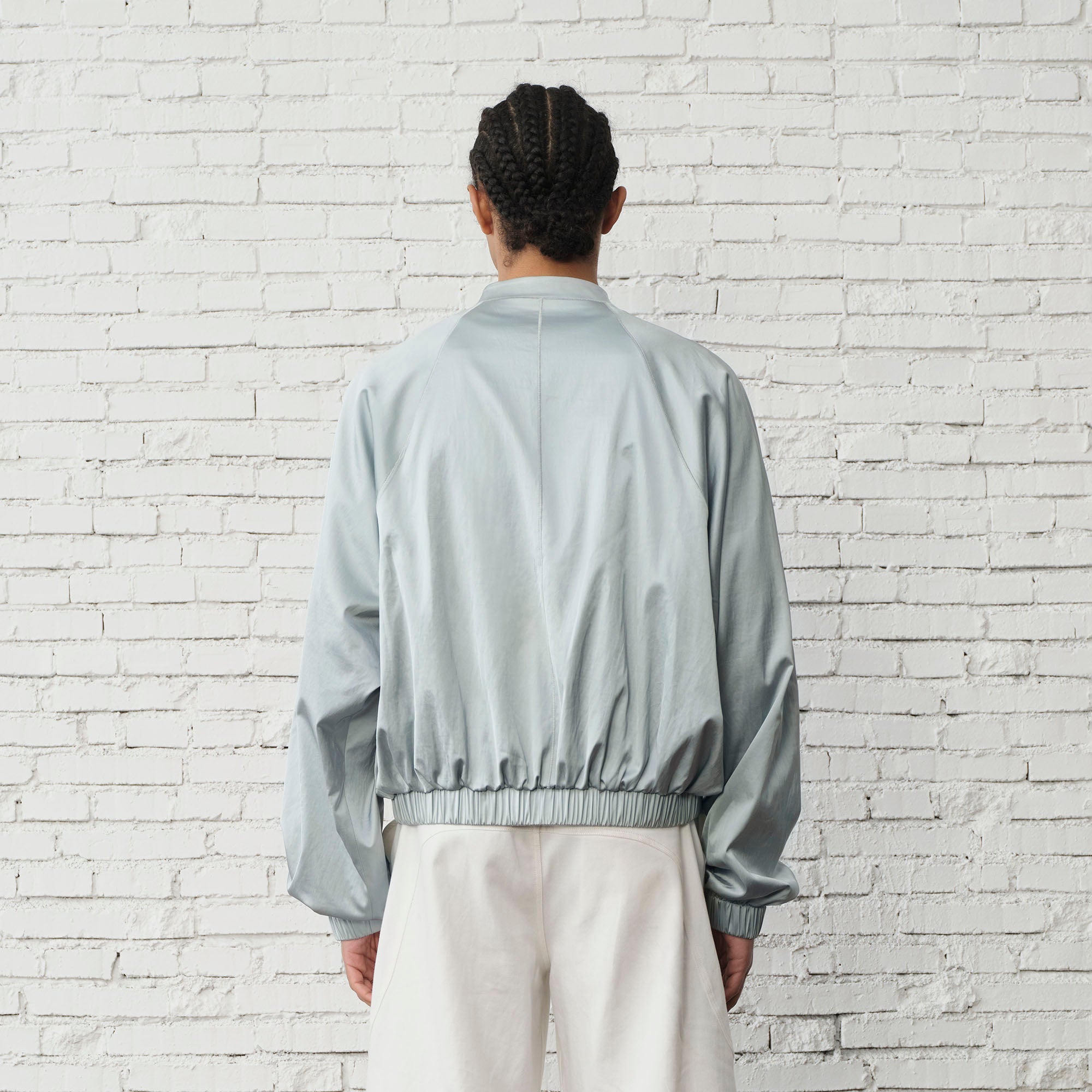 ORGANIC EMOTION Raglan-Sleeve Satin Zip Jacket-Jacket-S-Blue-Free Shipping Leatheretro