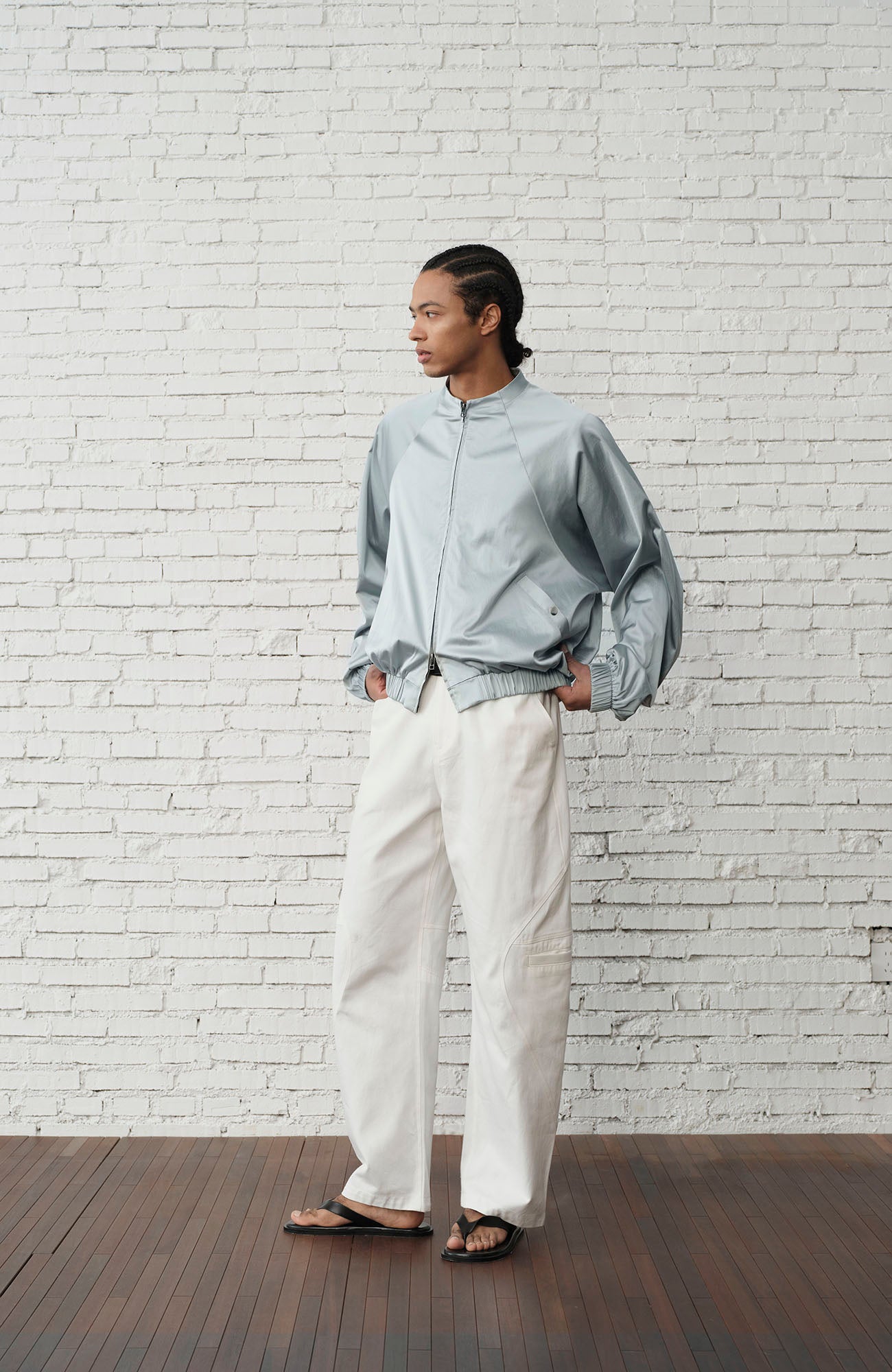 ORGANIC EMOTION Raglan-Sleeve Satin Zip Jacket-Jacket-S-Blue-Free Shipping Leatheretro