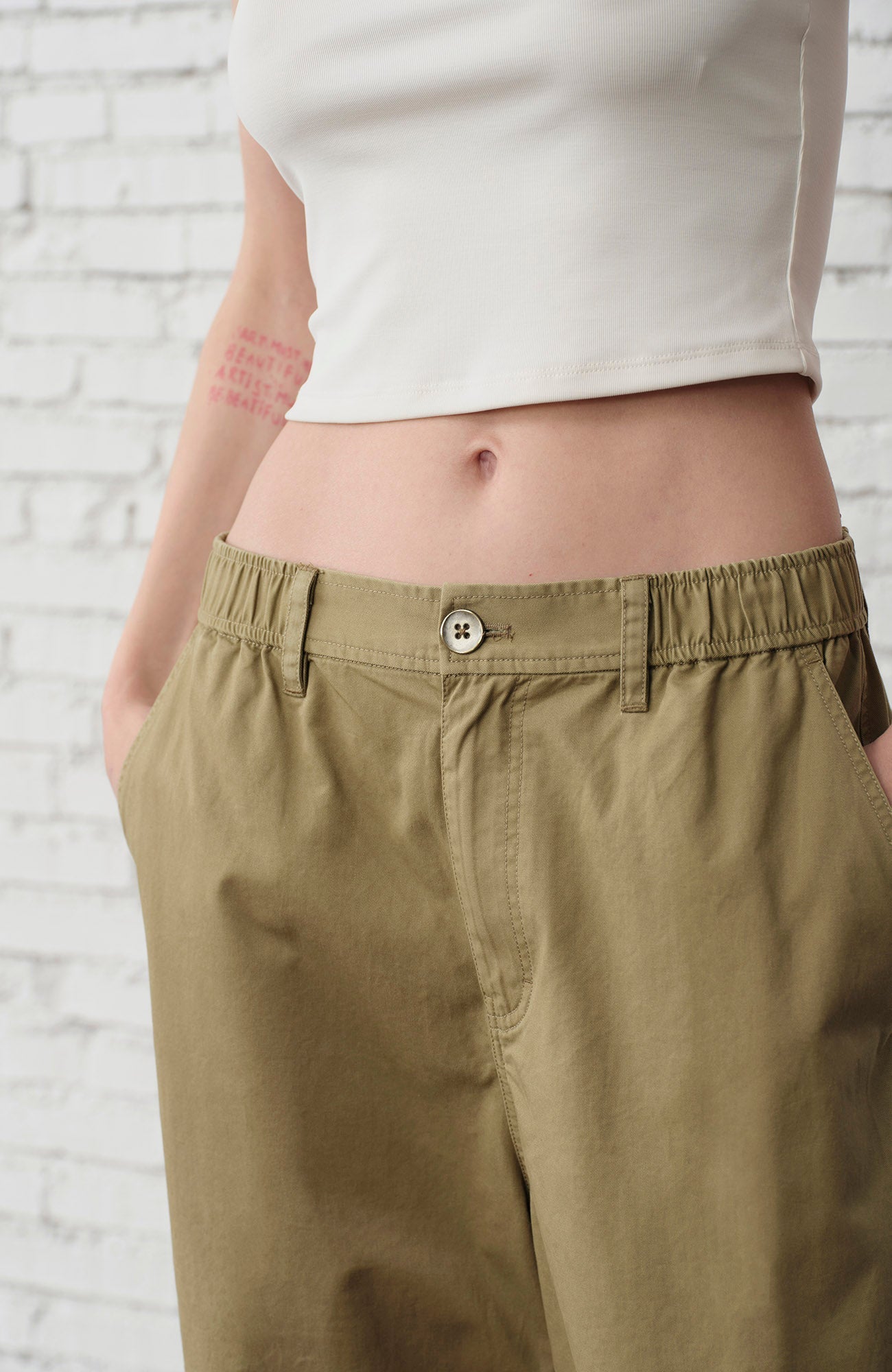 ORGANIC EMOTION Curved-Seam Workwear Jeans-Jeans-S-Khaki-Free Shipping Leatheretro