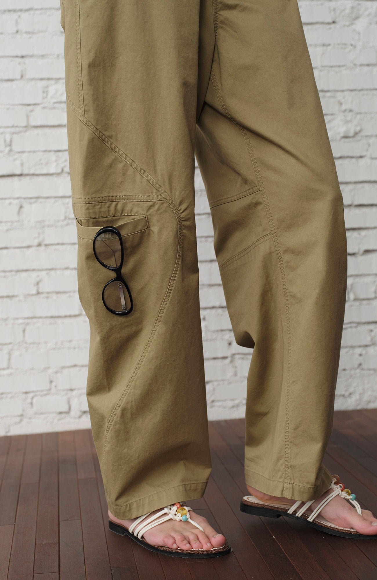 ORGANIC EMOTION Curved-Seam Workwear Jeans-Jeans-S-Khaki-Free Shipping Leatheretro