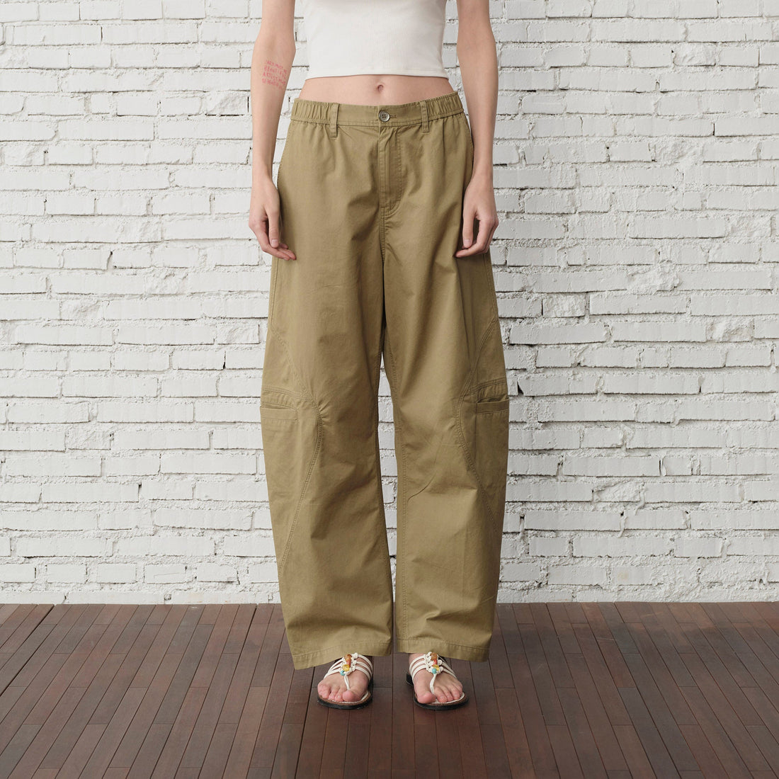 ORGANIC EMOTION Curved-Seam Workwear Jeans-Jeans-S-Khaki-Free Shipping Leatheretro