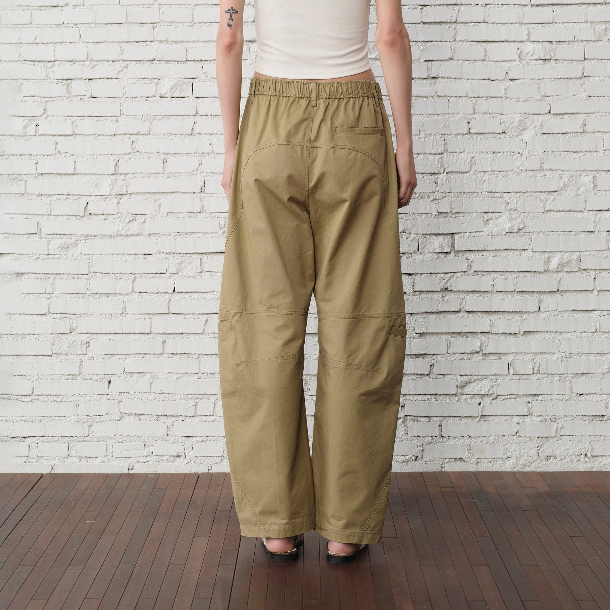 ORGANIC EMOTION Curved-Seam Workwear Jeans-Jeans-S-Khaki-Free Shipping Leatheretro