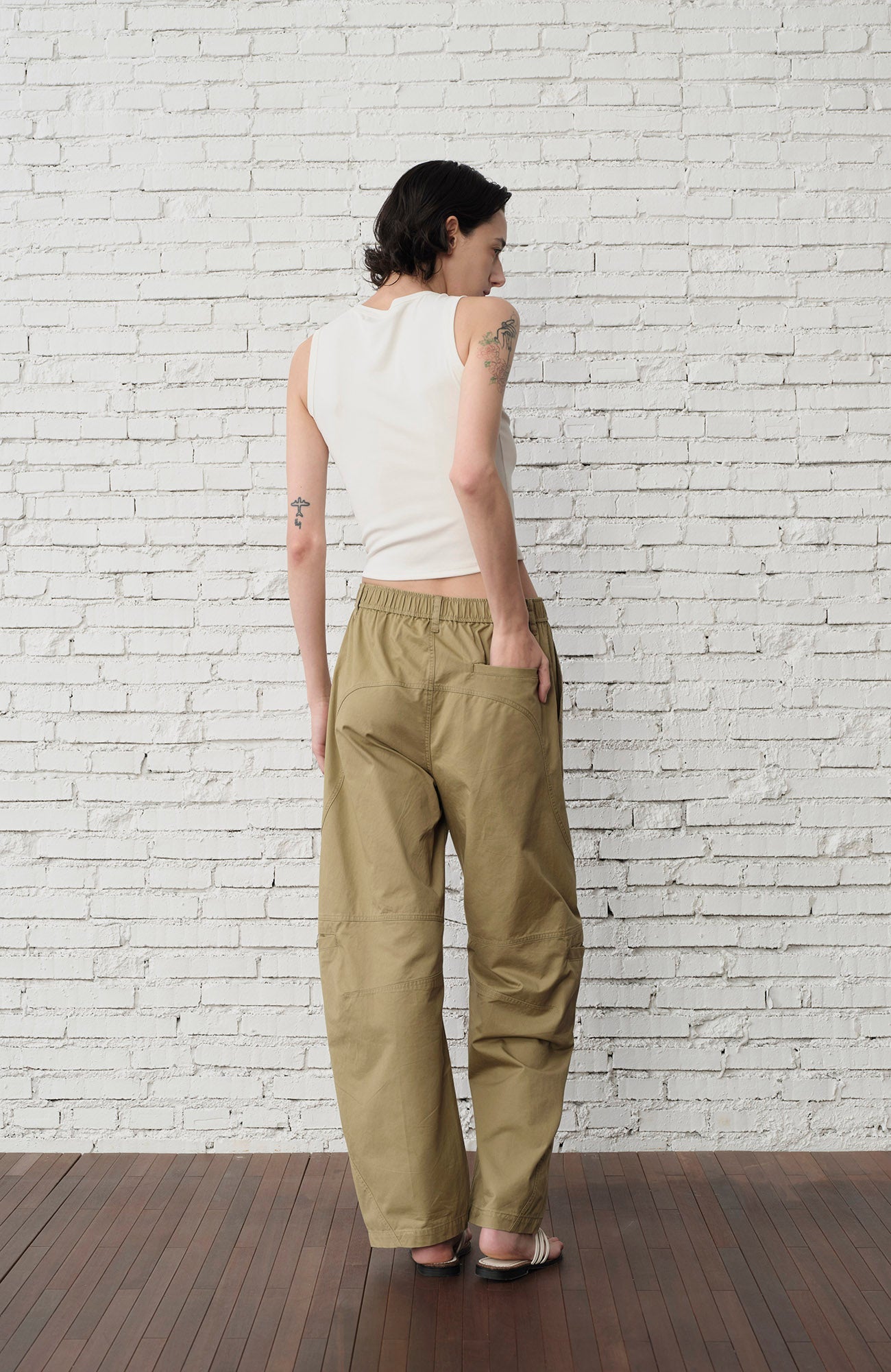 ORGANIC EMOTION Curved-Seam Workwear Jeans-Jeans-S-Khaki-Free Shipping Leatheretro