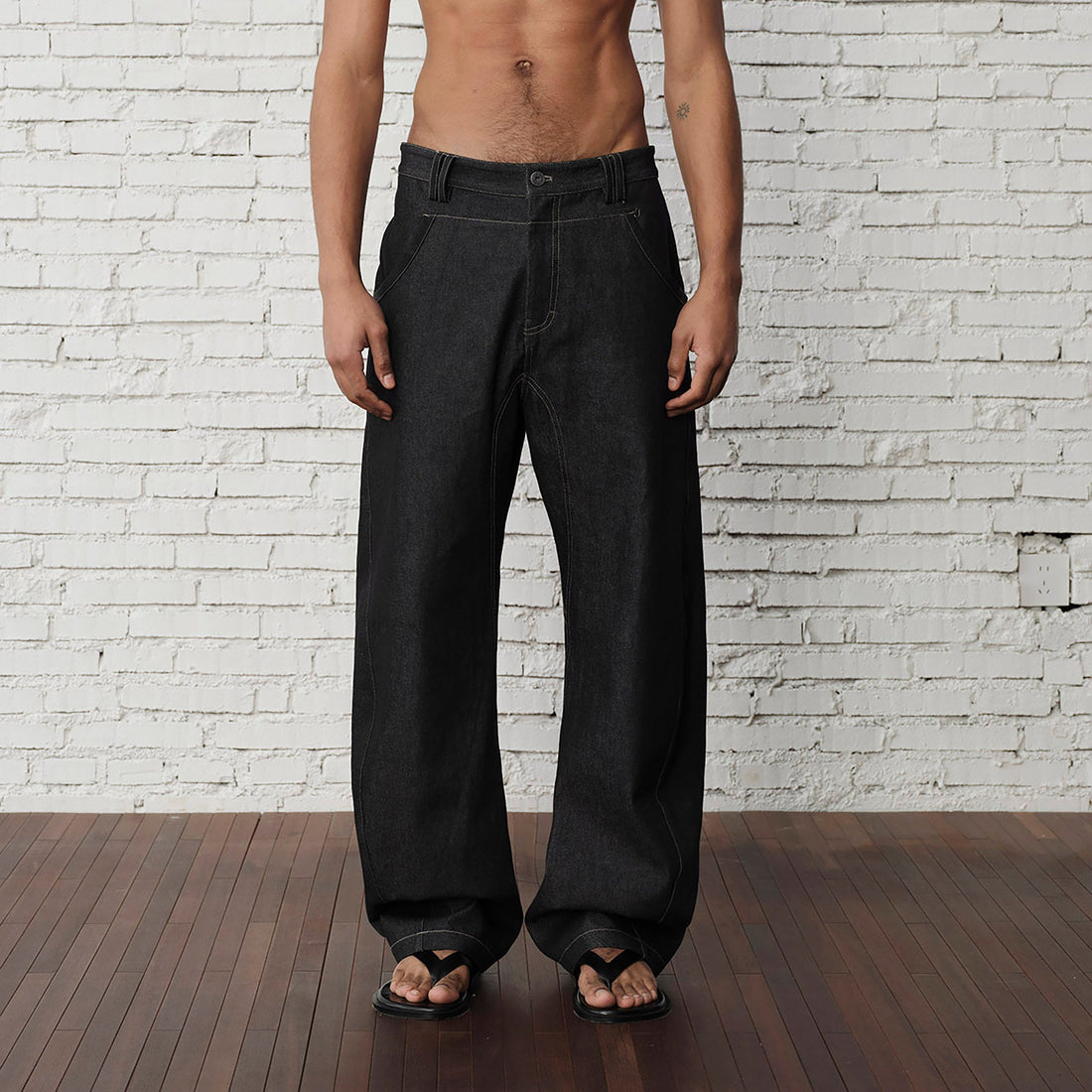 ORGANIC EMOTION Contrast-Paneled Workwear Jeans-Jeans-S-Free Shipping Leatheretro