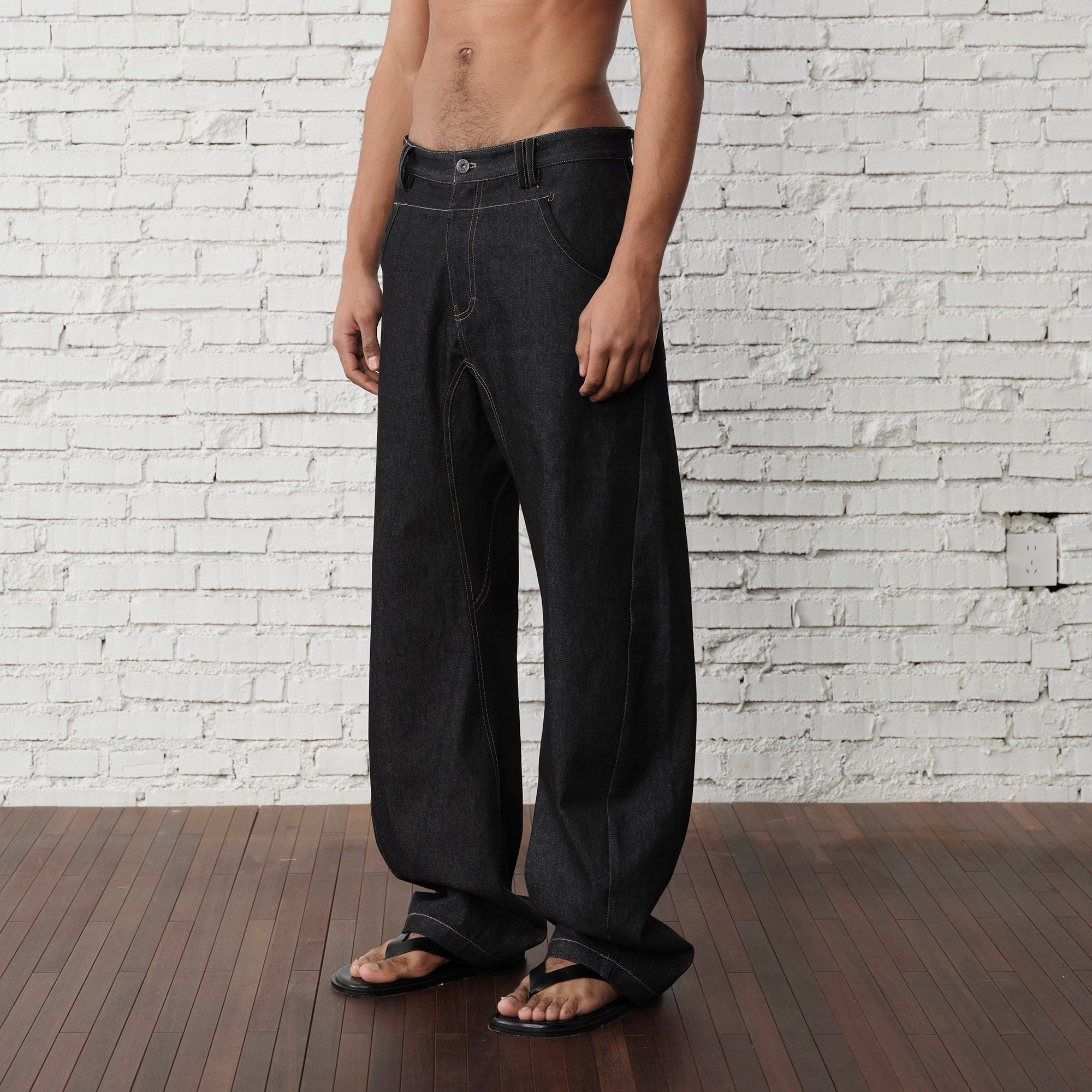 ORGANIC EMOTION Contrast-Paneled Workwear Jeans-Jeans-S-Free Shipping Leatheretro