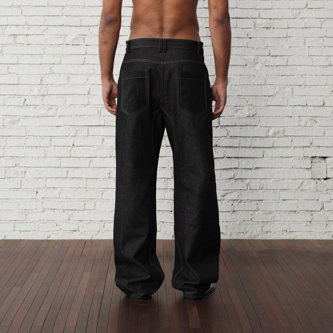 ORGANIC EMOTION Contrast-Paneled Workwear Jeans-Jeans-S-Free Shipping Leatheretro