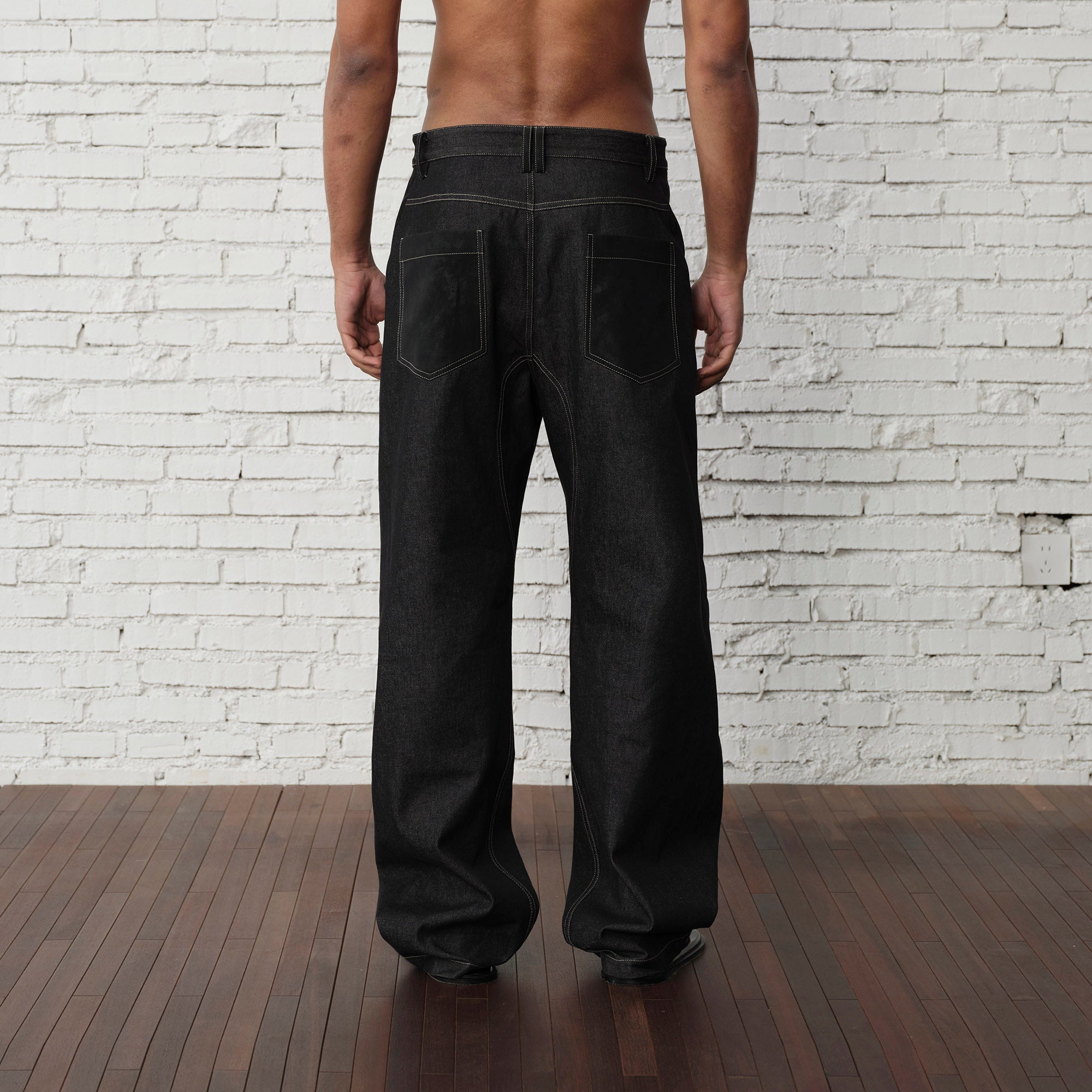 ORGANIC EMOTION Contrast-Paneled Workwear Jeans-Jeans-S-Free Shipping Leatheretro