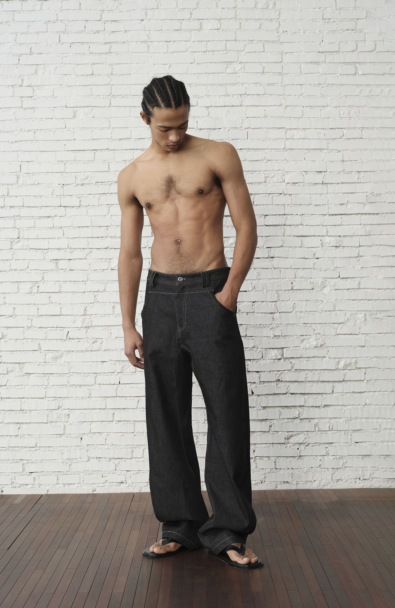 ORGANIC EMOTION Contrast-Paneled Workwear Jeans-Jeans-S-Free Shipping Leatheretro