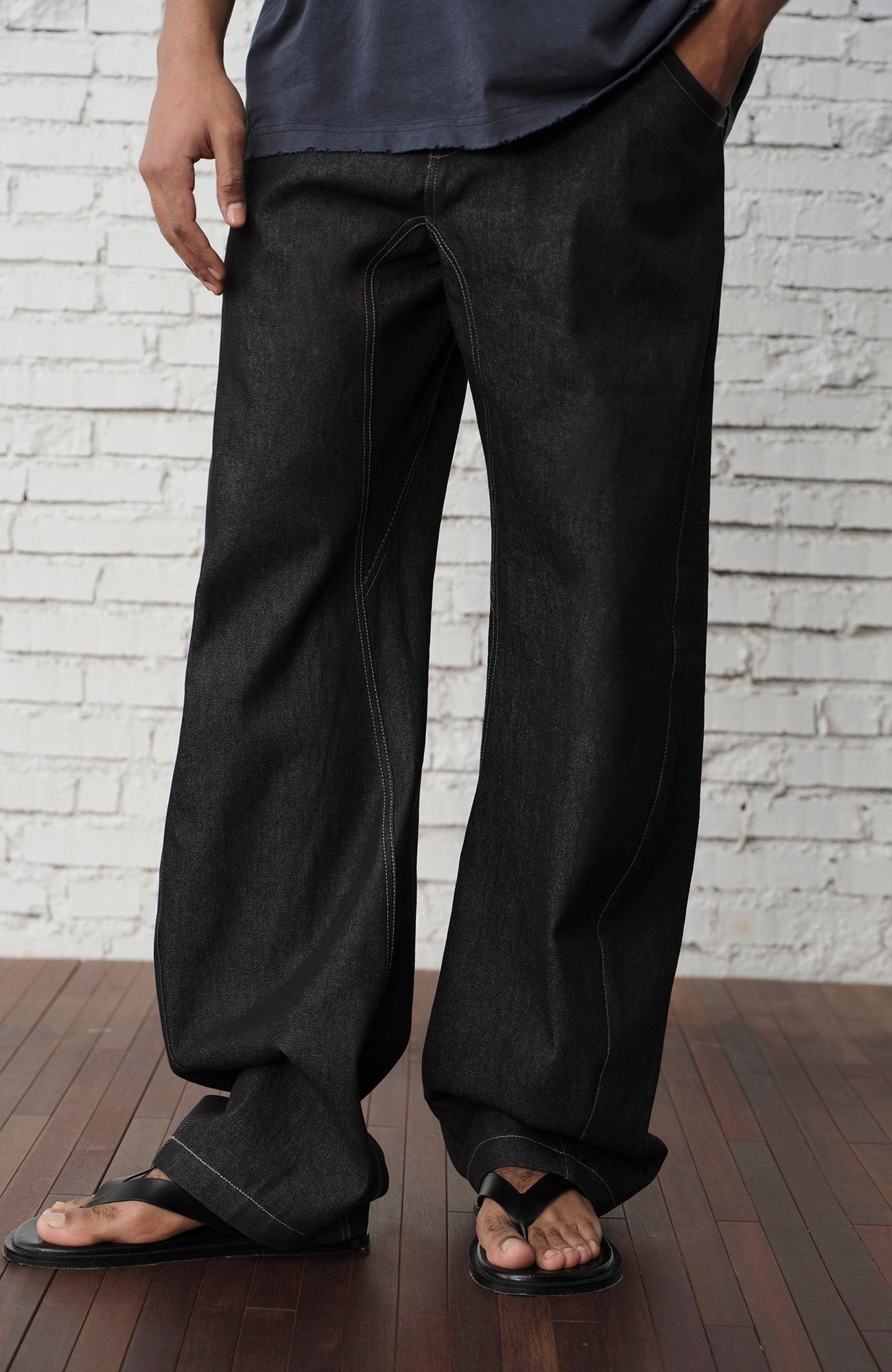 ORGANIC EMOTION Contrast-Paneled Workwear Jeans-Jeans-S-Free Shipping Leatheretro