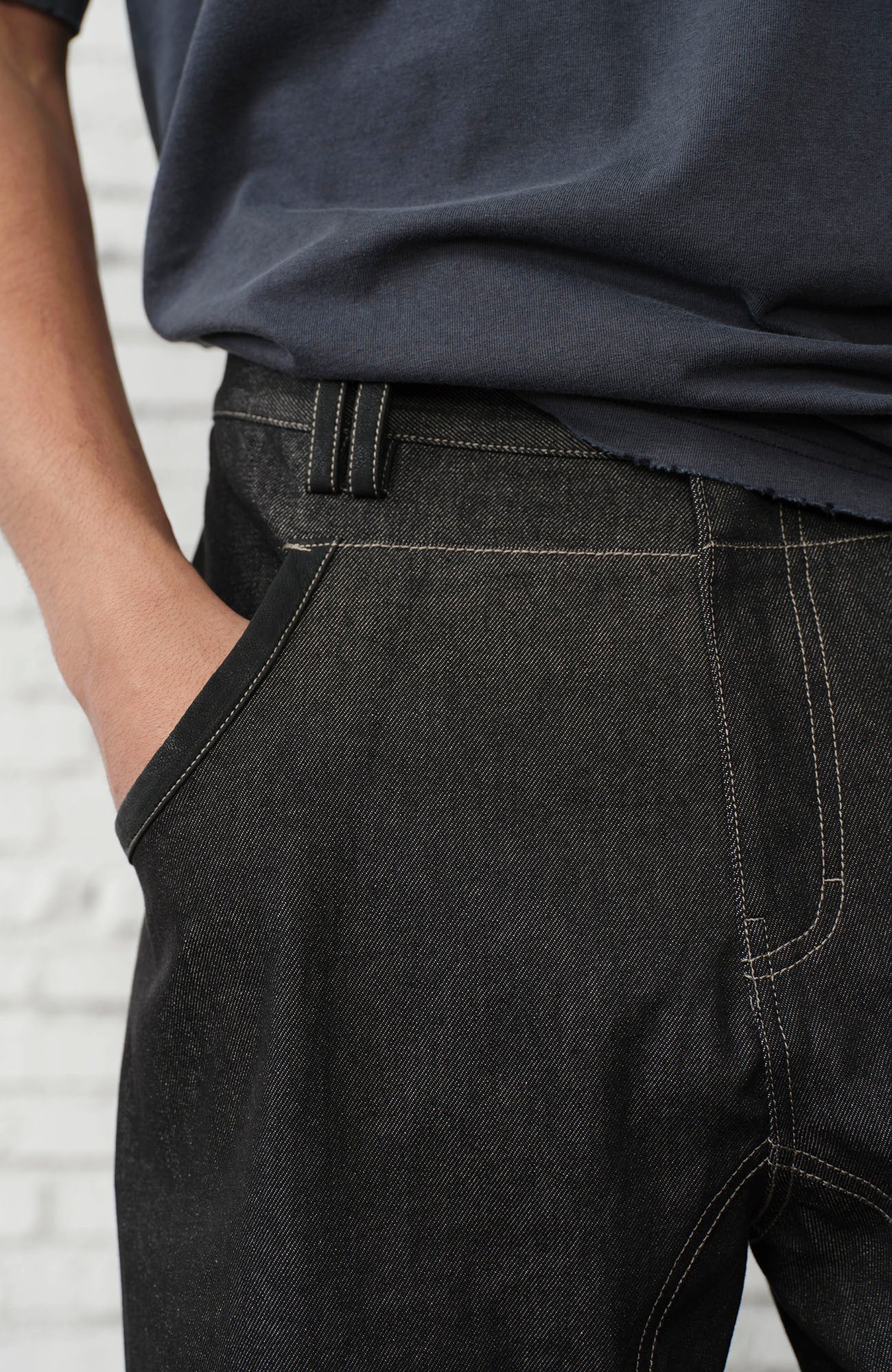ORGANIC EMOTION Contrast-Paneled Workwear Jeans-Jeans-S-Free Shipping Leatheretro