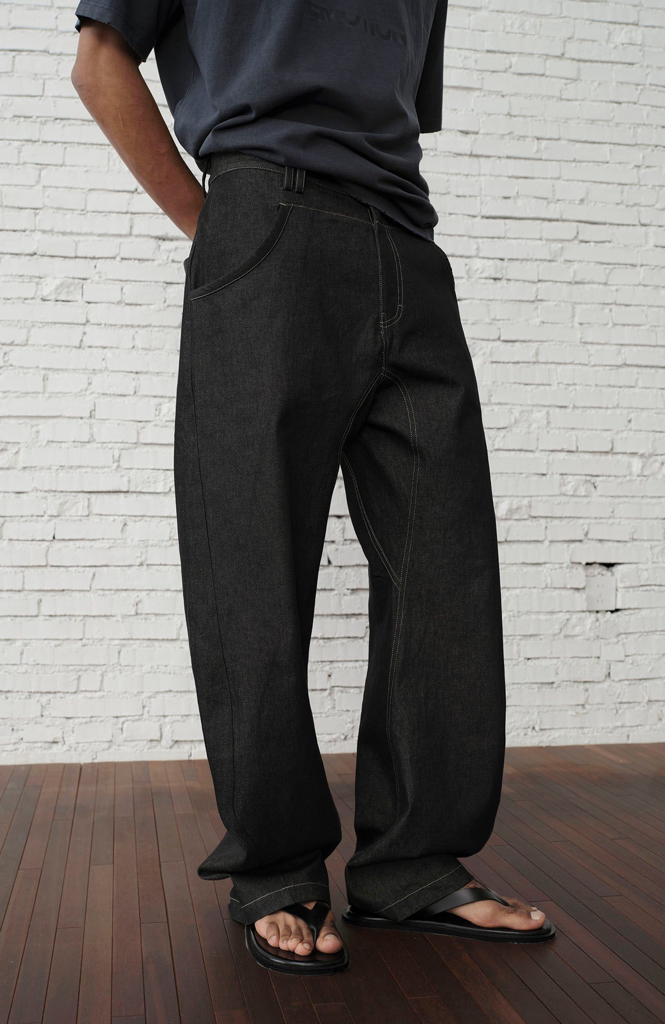 ORGANIC EMOTION Contrast-Paneled Workwear Jeans-Jeans-S-Free Shipping Leatheretro