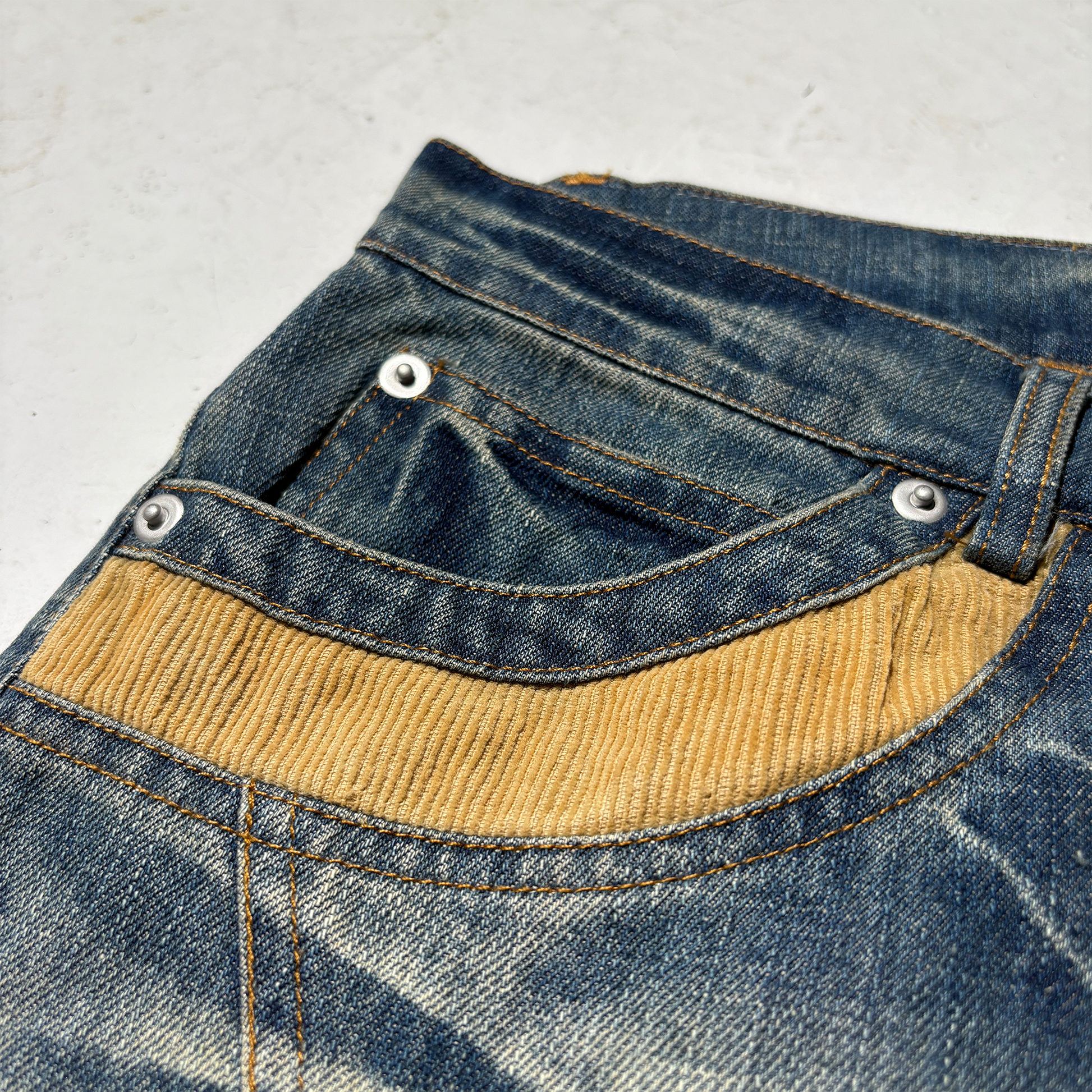 PCCVISION Washed Spliced Wrinkled Baggy Jeans-Jeans-XS-Free Shipping Leatheretro
