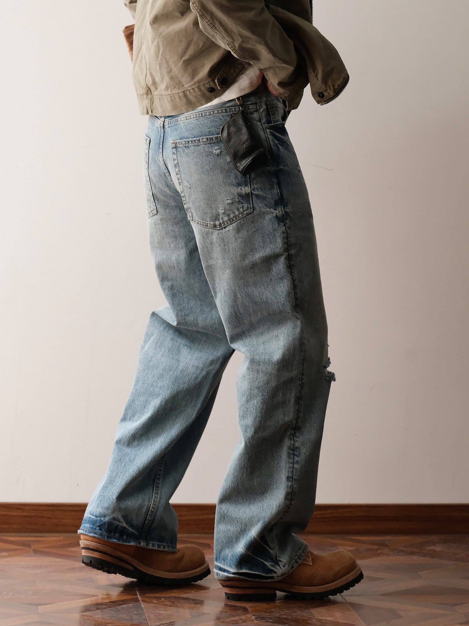NEIGBORL Washed Distressed Straight-Leg Jeans-Jeans-S-Free Shipping Leatheretro