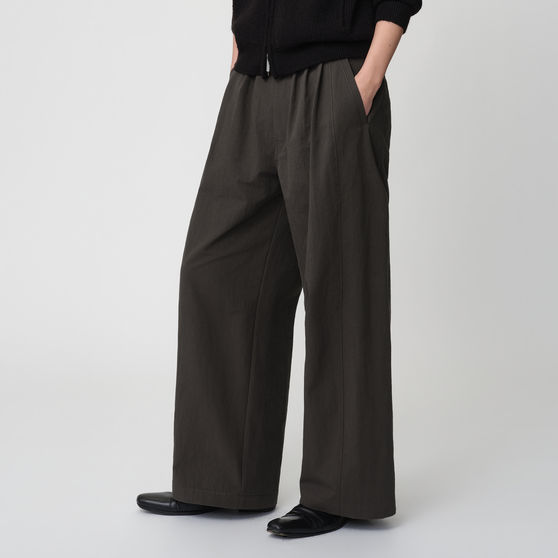 OPICLOTH Retro Pleated Wide-Leg Trousers-Pants-XS-Khaki-Free Shipping Leatheretro