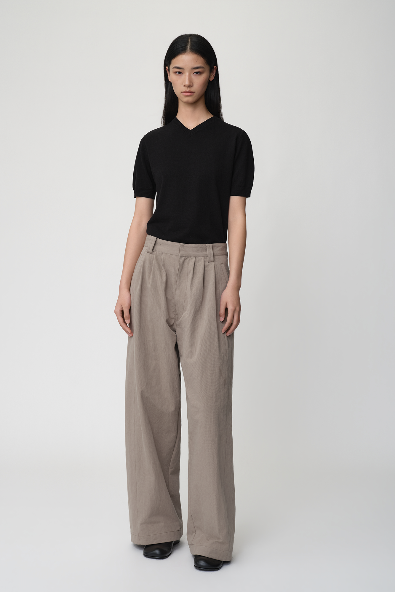 OPICLOTH Retro Pleated Wide-Leg Trousers-Pants-XS-Khaki-Free Shipping Leatheretro