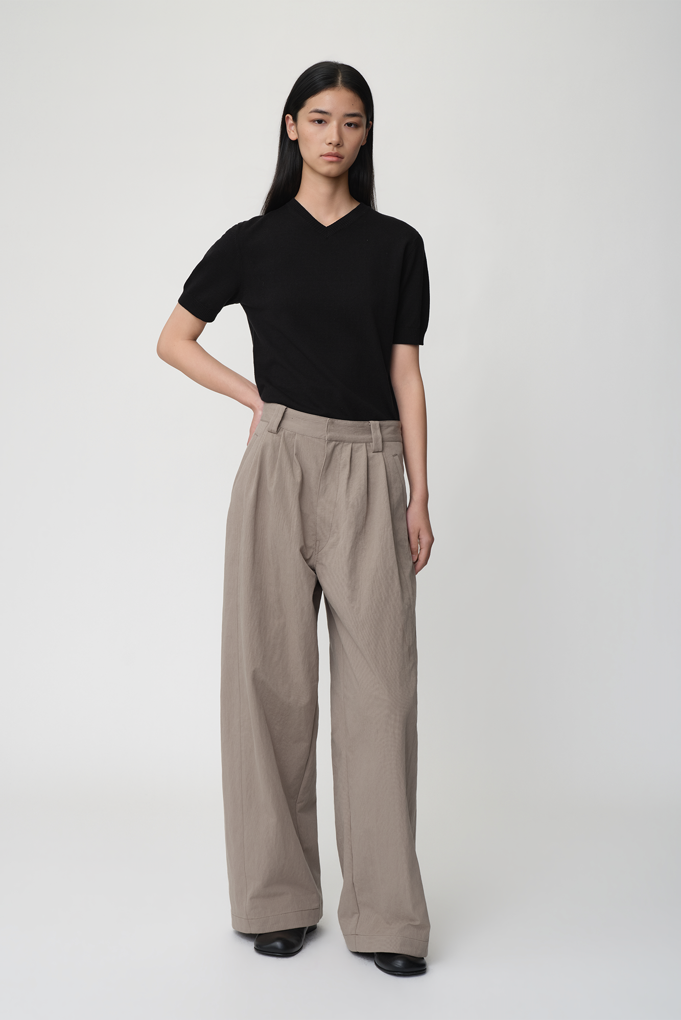 OPICLOTH Retro Pleated Wide-Leg Trousers-Pants-XS-Khaki-Free Shipping Leatheretro
