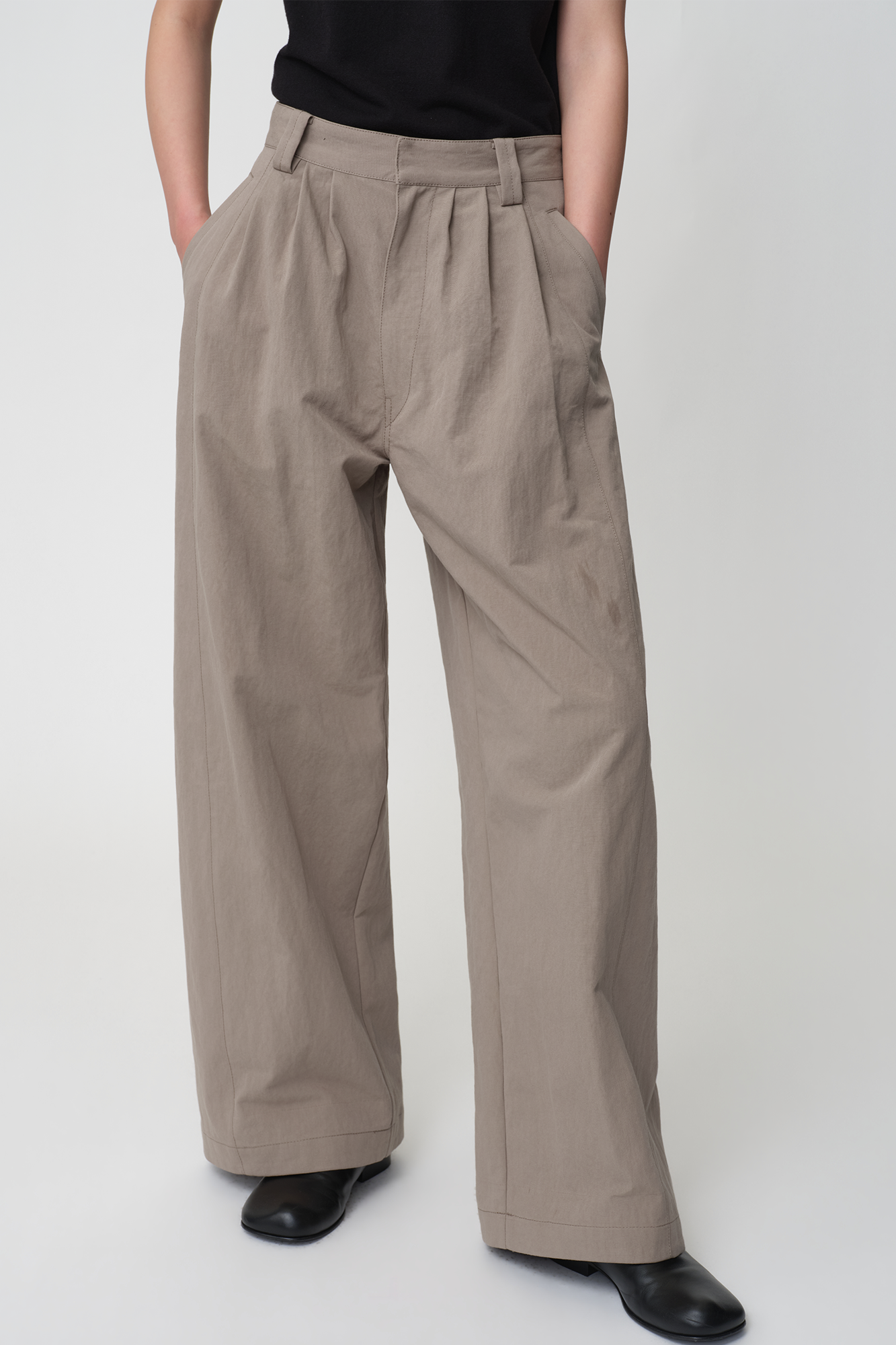 OPICLOTH Retro Pleated Wide-Leg Trousers-Pants-XS-Khaki-Free Shipping Leatheretro