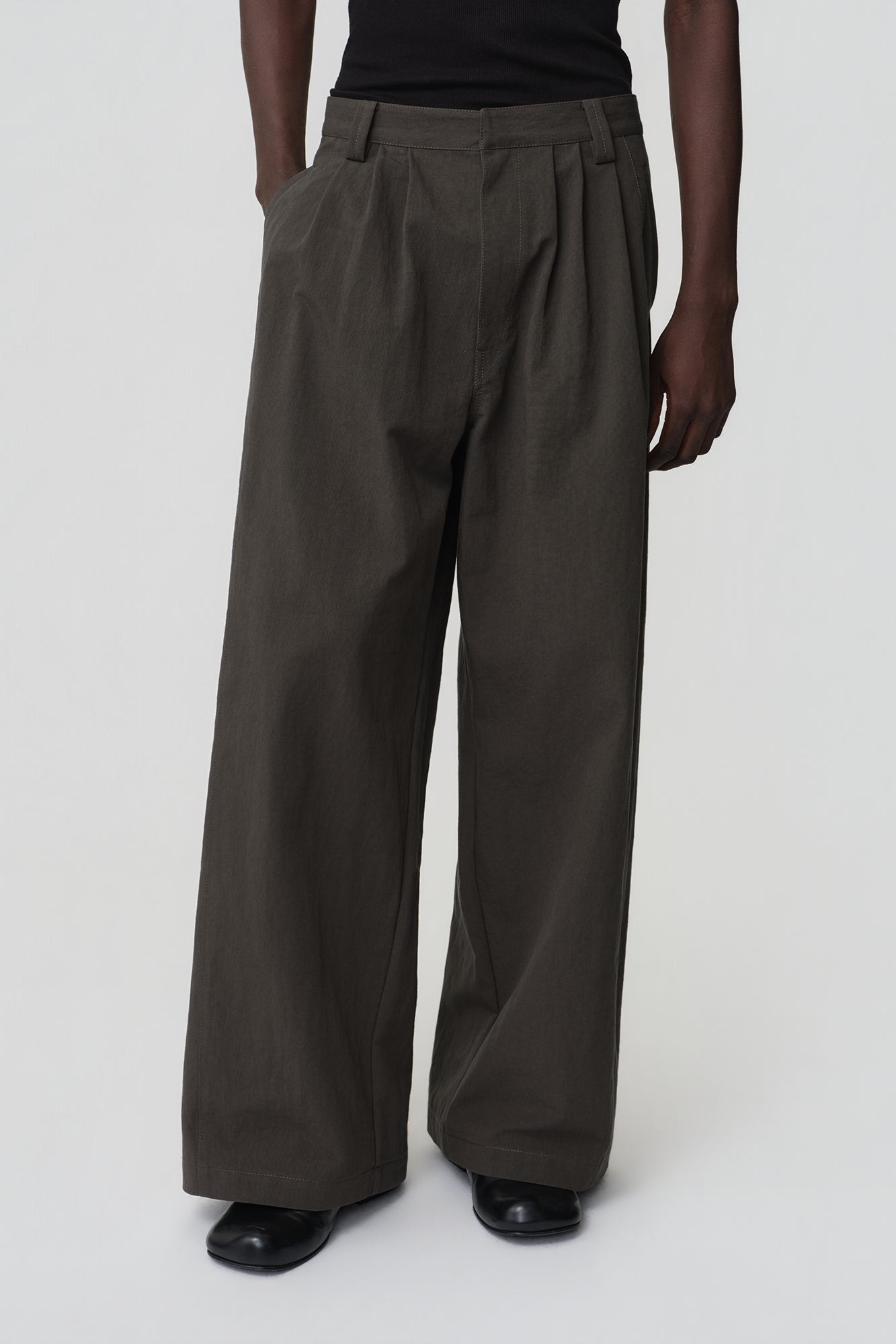 OPICLOTH Retro Pleated Wide-Leg Trousers-Pants-XS-Khaki-Free Shipping Leatheretro