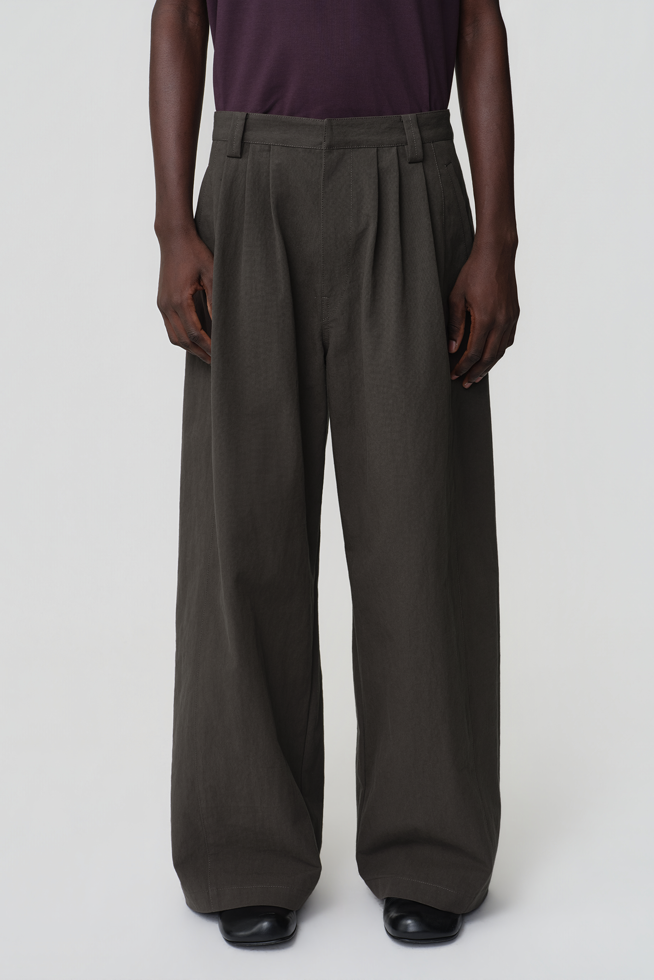 OPICLOTH Retro Pleated Wide-Leg Trousers-Pants-XS-Khaki-Free Shipping Leatheretro