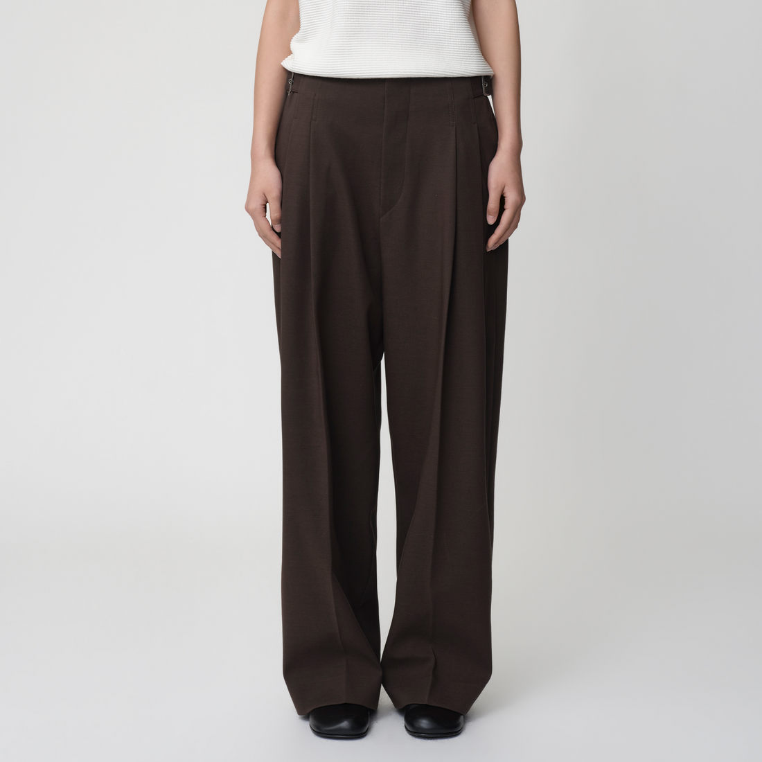 OPICLOTH Retro Double-Pleated Buckle-Tab Trousers-Pants-XS-Free Shipping Leatheretro