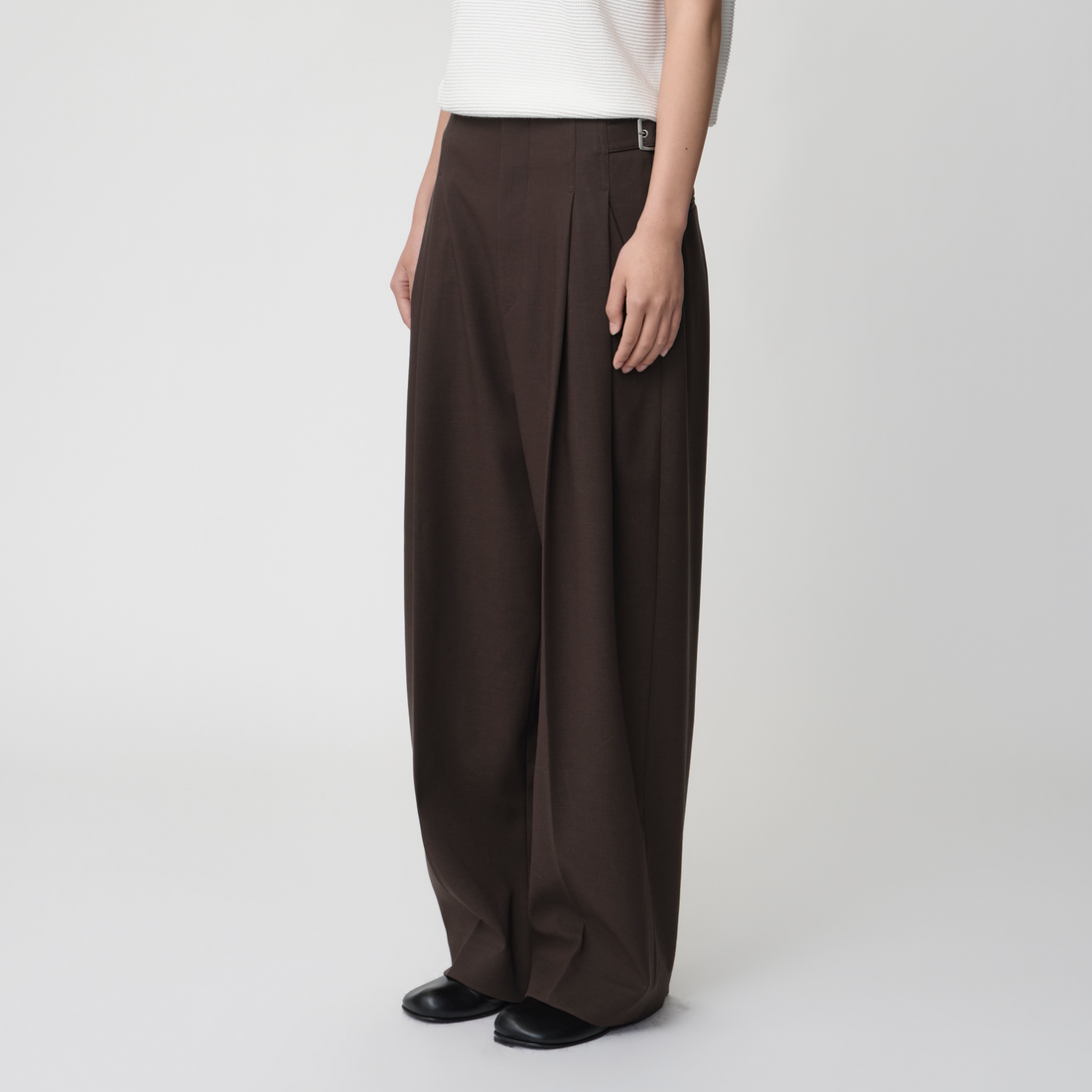 OPICLOTH Retro Double-Pleated Buckle-Tab Trousers-Pants-XS-Free Shipping Leatheretro