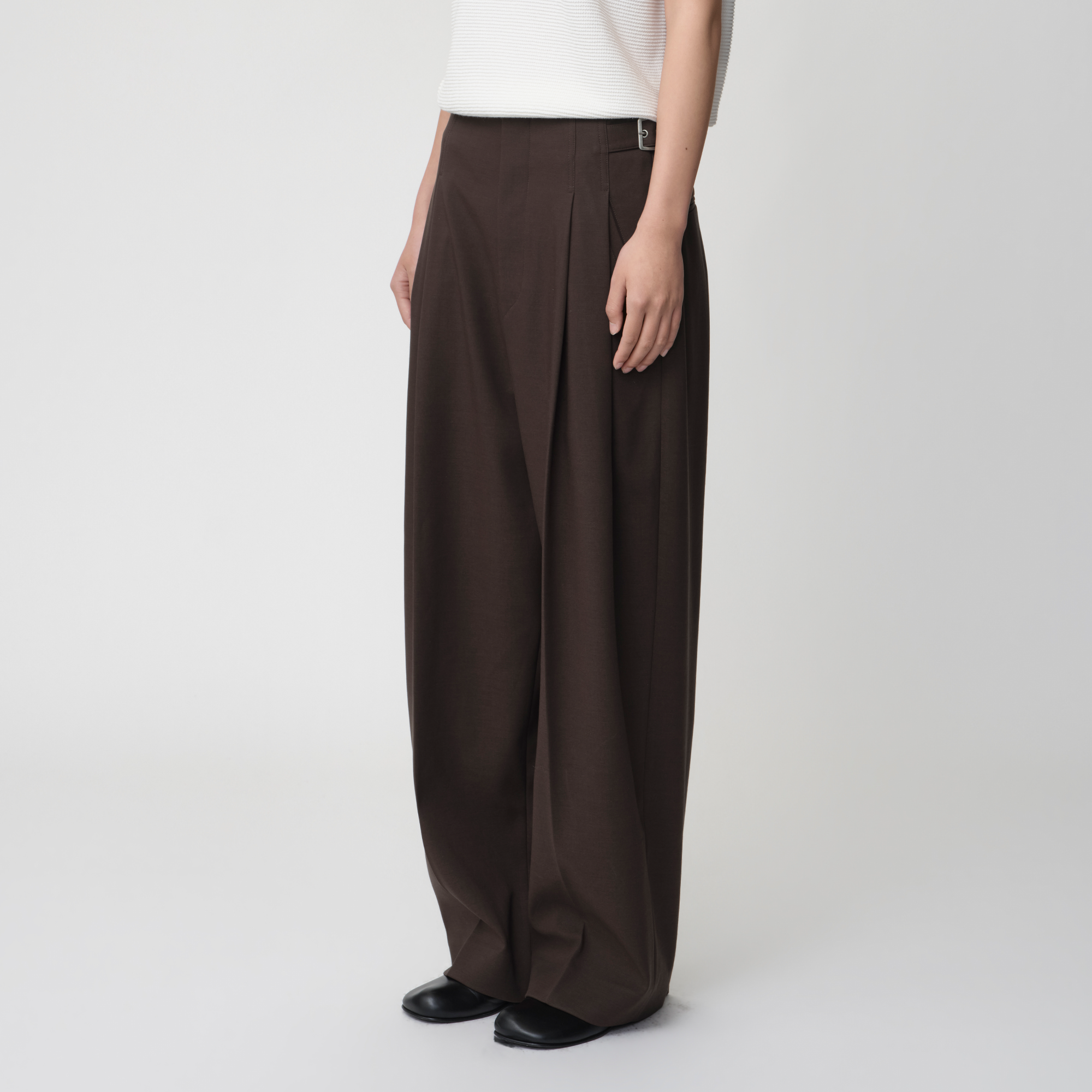 OPICLOTH Retro Double-Pleated Buckle-Tab Trousers-Pants-XS-Free Shipping Leatheretro