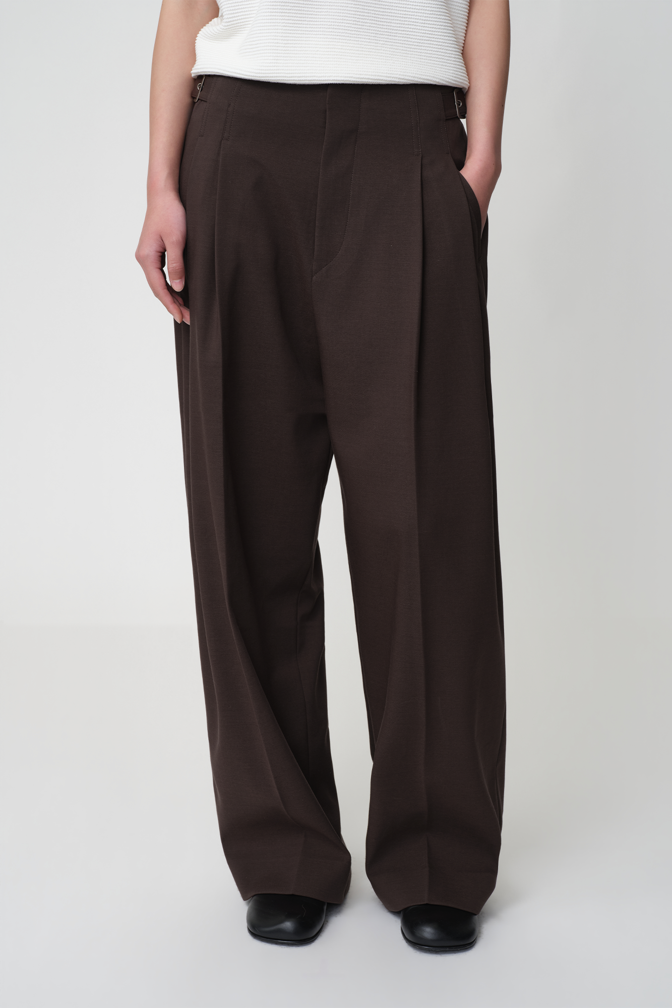 OPICLOTH Retro Double-Pleated Buckle-Tab Trousers-Pants-XS-Free Shipping Leatheretro