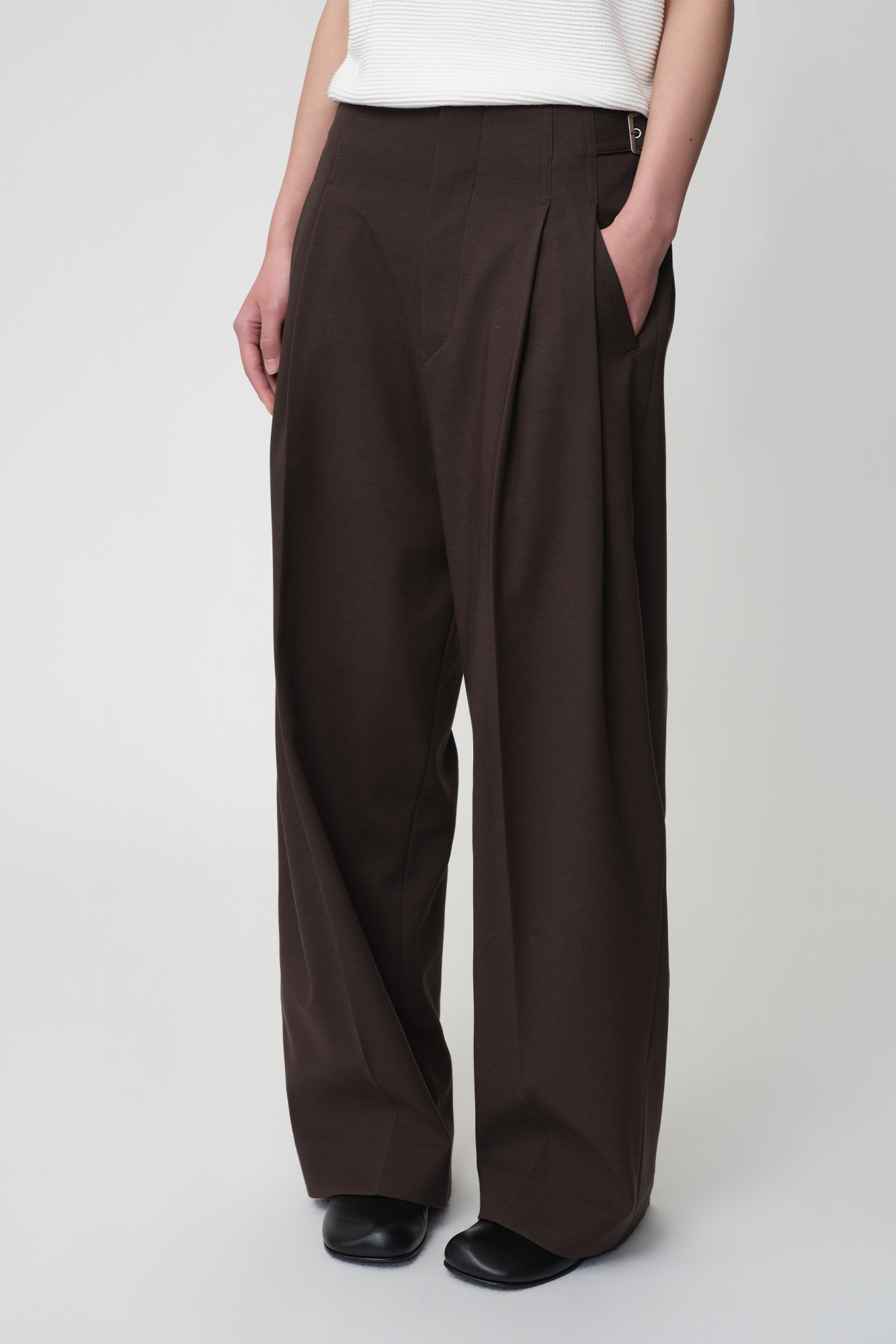 OPICLOTH Retro Double-Pleated Buckle-Tab Trousers-Pants-XS-Free Shipping Leatheretro