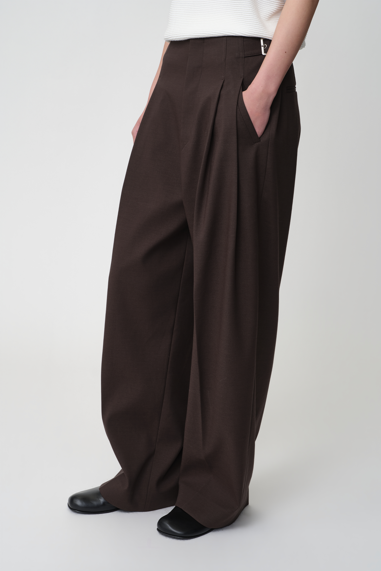 OPICLOTH Retro Double-Pleated Buckle-Tab Trousers-Pants-XS-Free Shipping Leatheretro