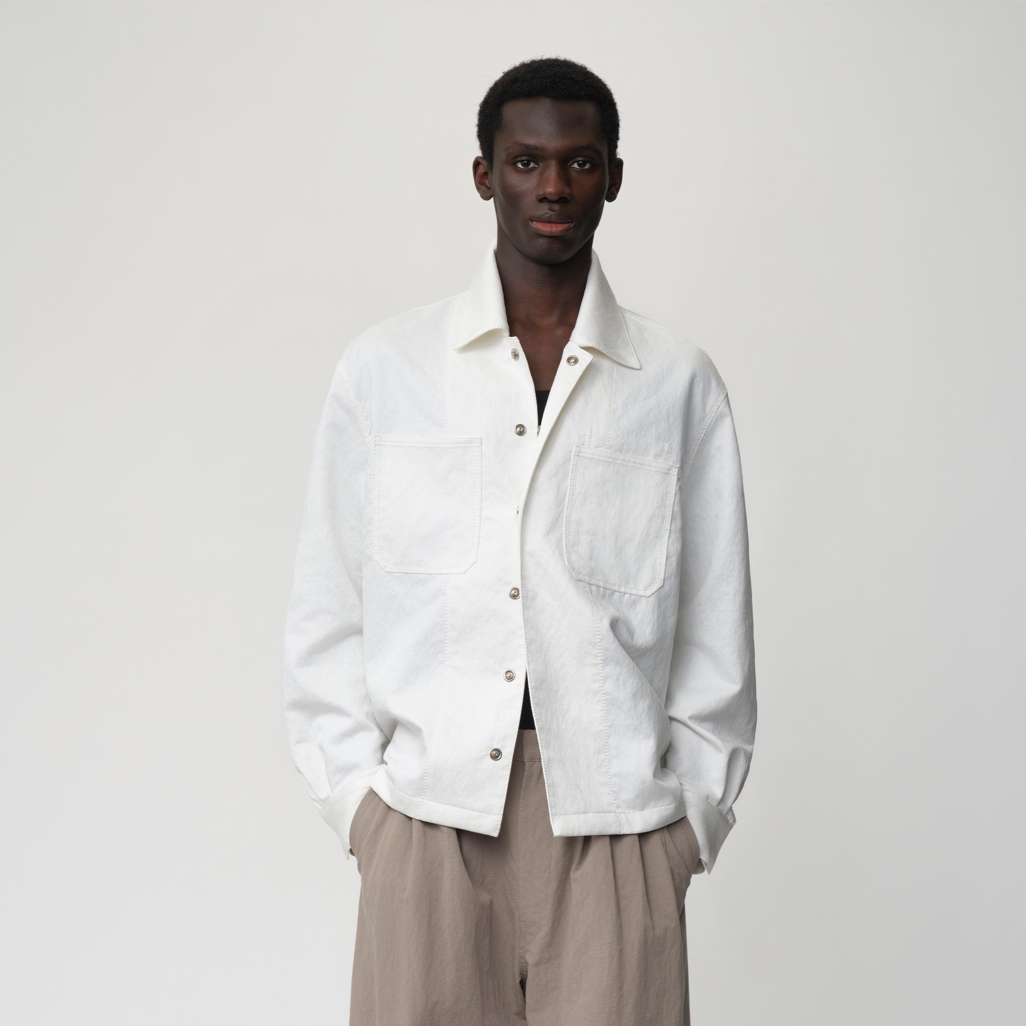 OPICLOTH Cotton-Blend Patch-Pocket Jacket-Jacket-XS-White-Free Shipping Leatheretro