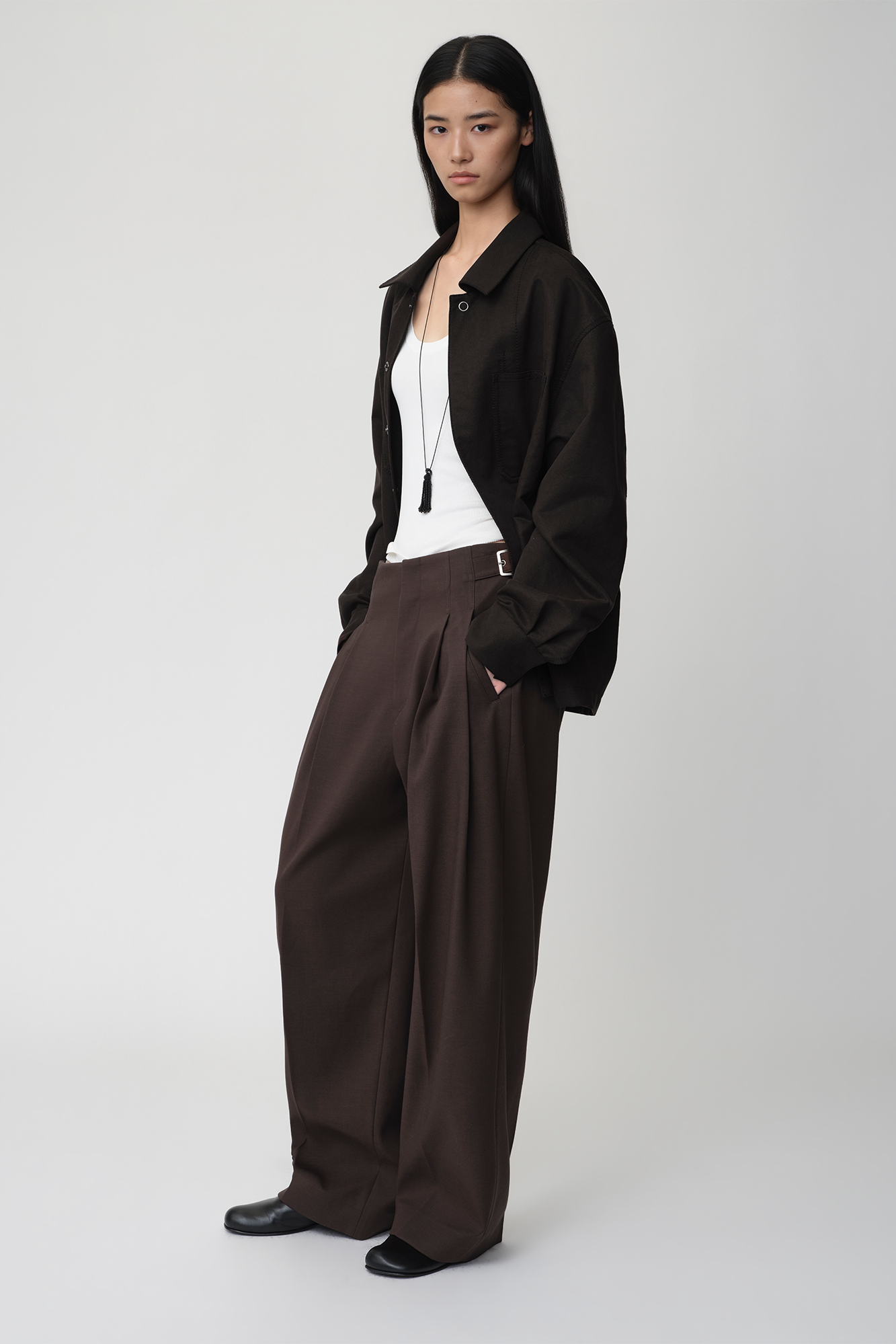 OPICLOTH Retro Double-Pleated Buckle-Tab Trousers-Pants-XS-Free Shipping Leatheretro