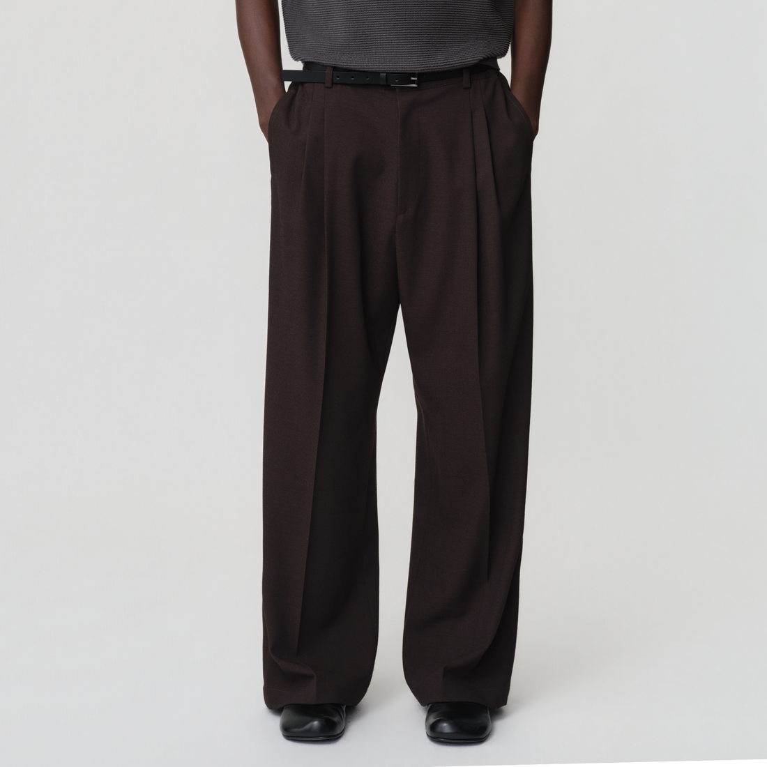 OPICLOTH Modern Pleats Wool-Blend Straight-Leg Pants-Pants-XS-Free Shipping Leatheretro