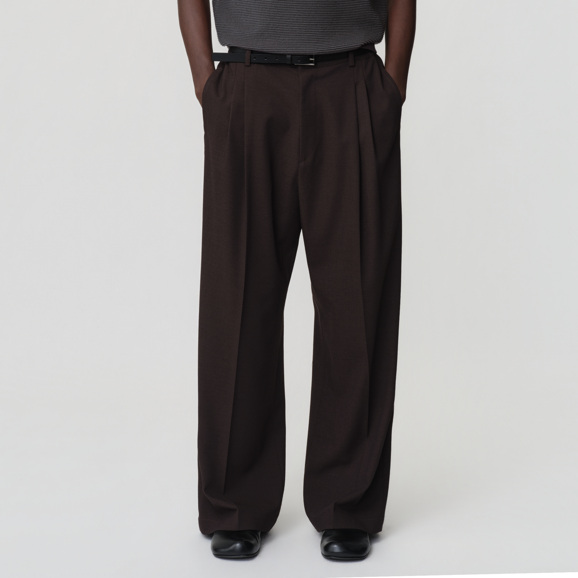 OPICLOTH Modern Pleats Wool-Blend Straight-Leg Pants-Pants-XS-Free Shipping Leatheretro