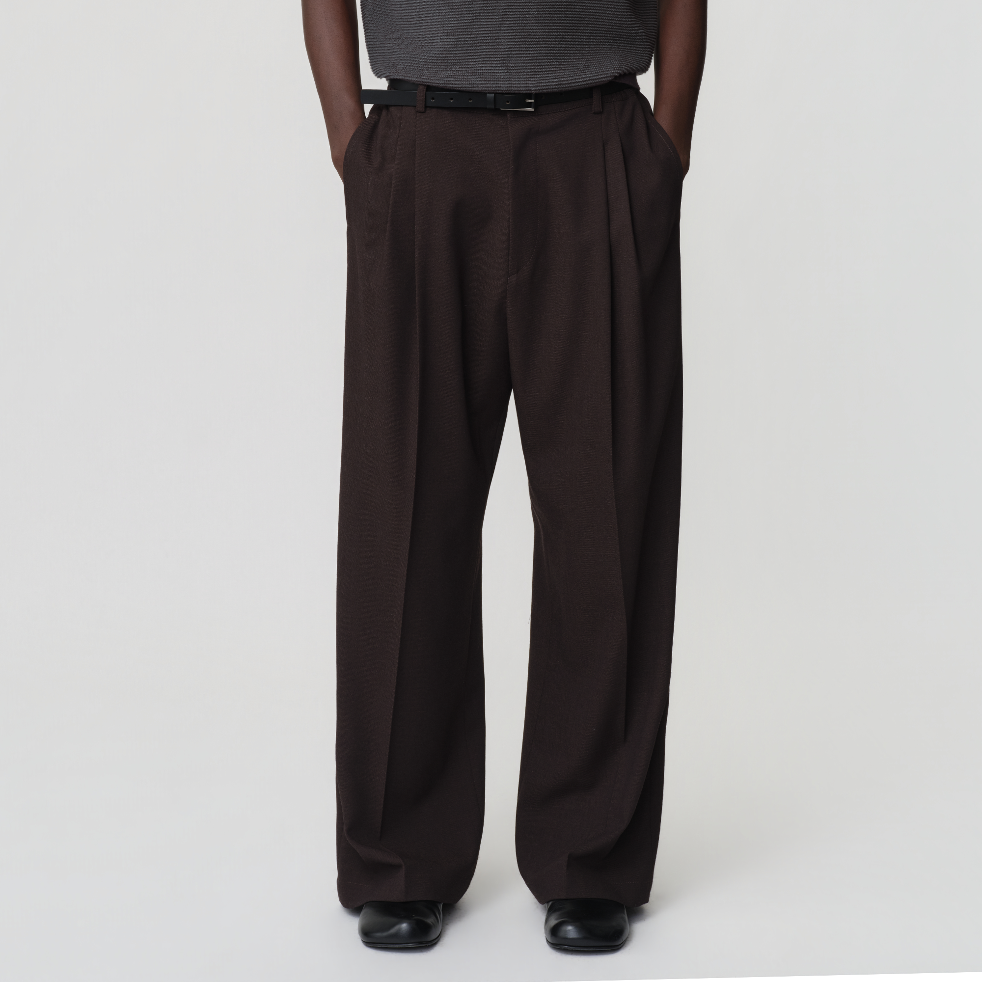 OPICLOTH Modern Pleats Wool-Blend Straight-Leg Pants-Pants-XS-Free Shipping Leatheretro
