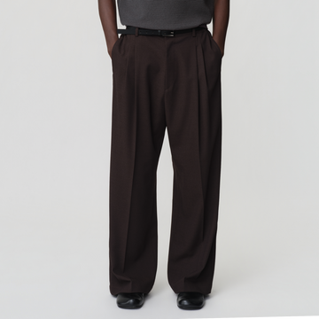 OPICLOTH Modern Pleats Wool-Blend Straight-Leg Pants-Pants-XS-Free Shipping Leatheretro