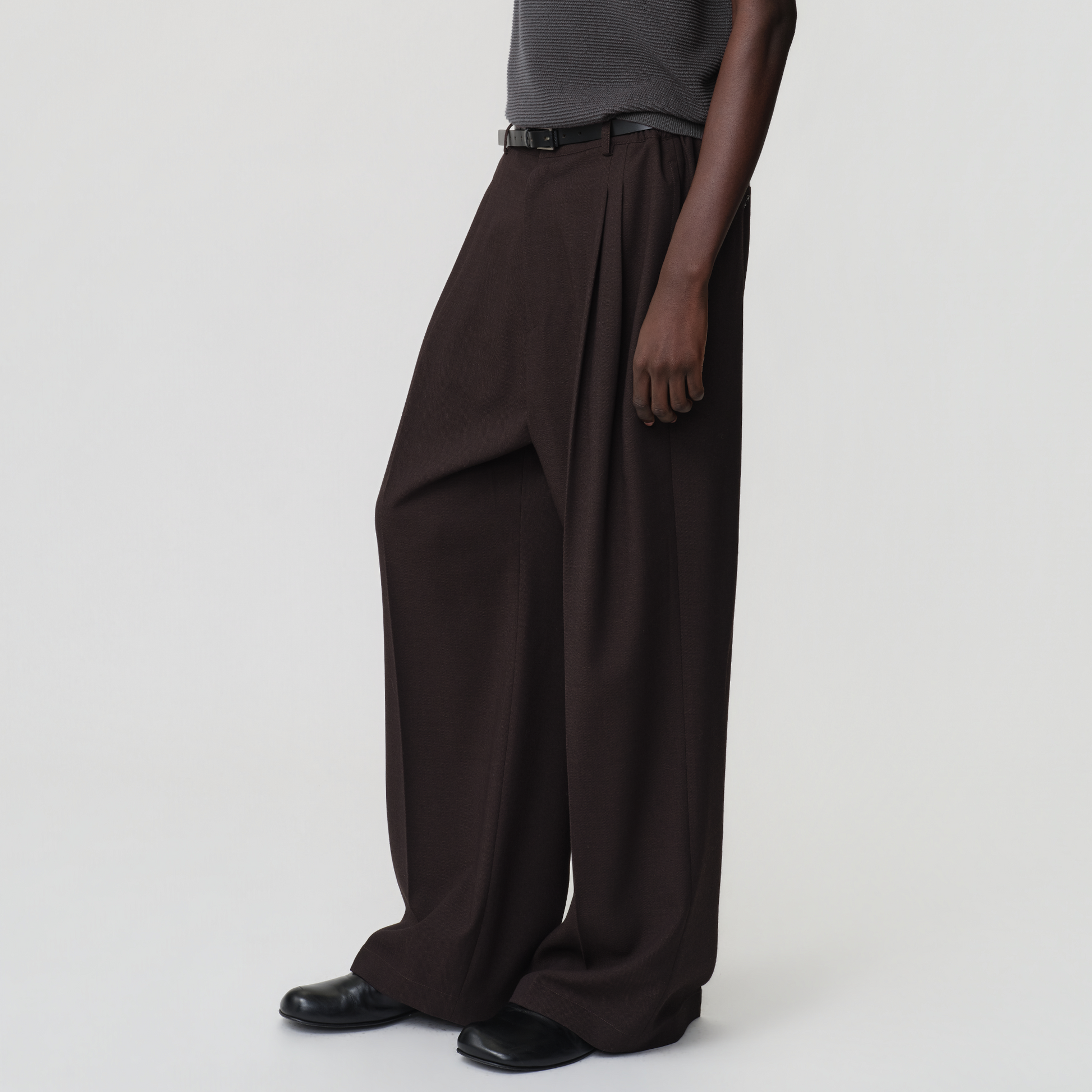 OPICLOTH Modern Pleats Wool-Blend Straight-Leg Pants-Pants-XS-Free Shipping Leatheretro