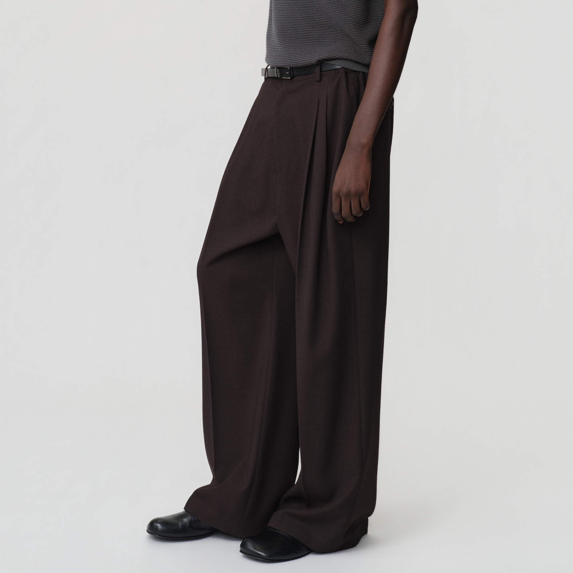 OPICLOTH Modern Pleats Wool-Blend Straight-Leg Pants-Pants-XS-Free Shipping Leatheretro