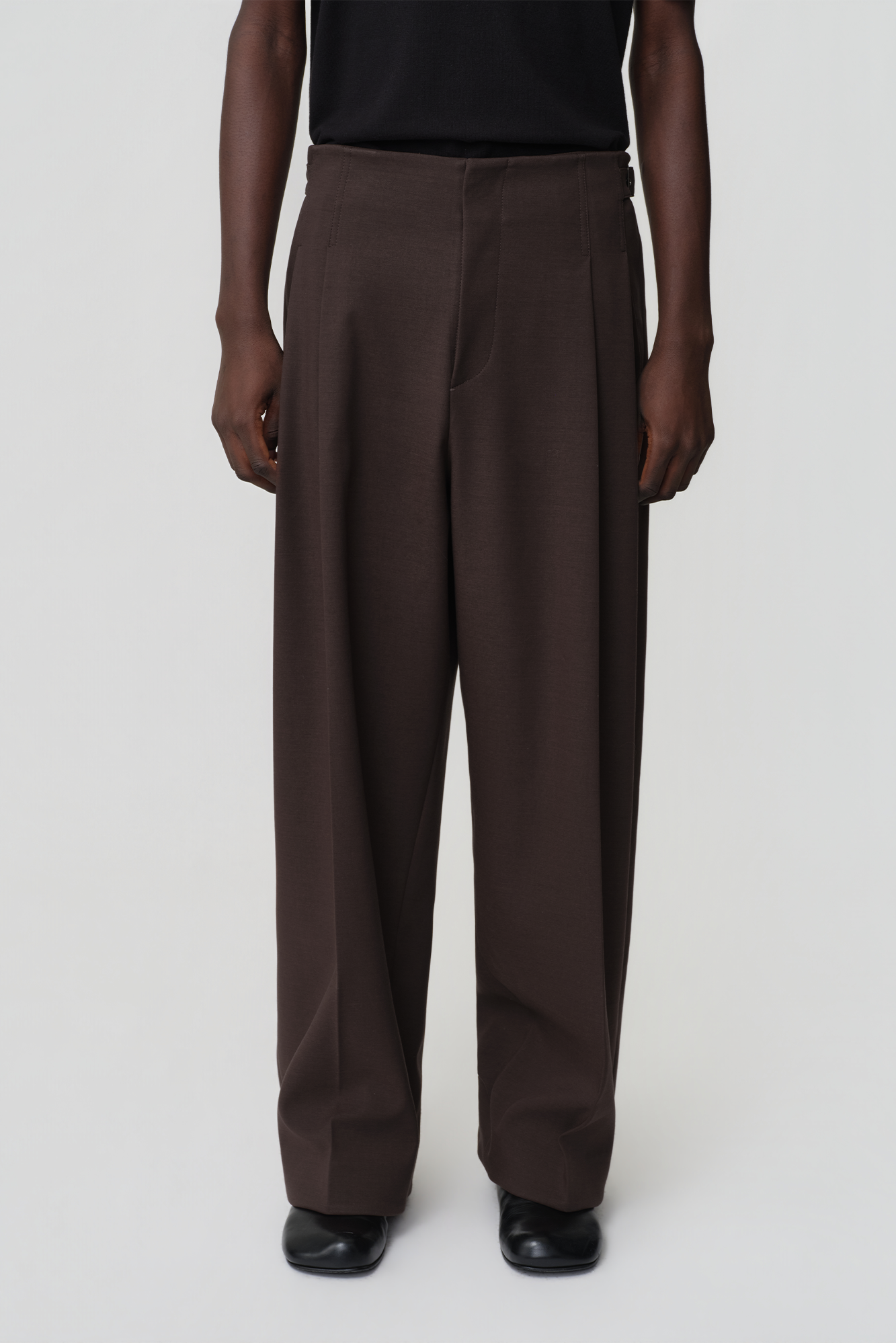 OPICLOTH Retro Double-Pleated Buckle-Tab Trousers-Pants-XS-Free Shipping Leatheretro