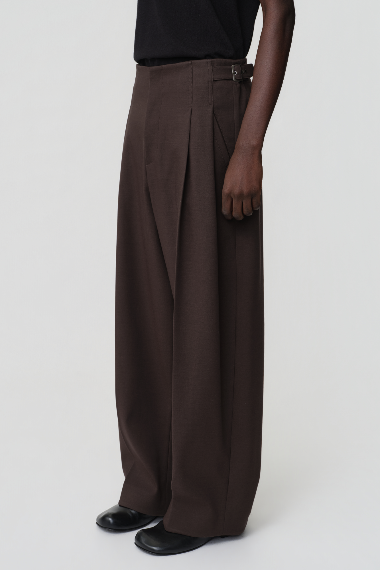 OPICLOTH Retro Double-Pleated Buckle-Tab Trousers-Pants-XS-Free Shipping Leatheretro