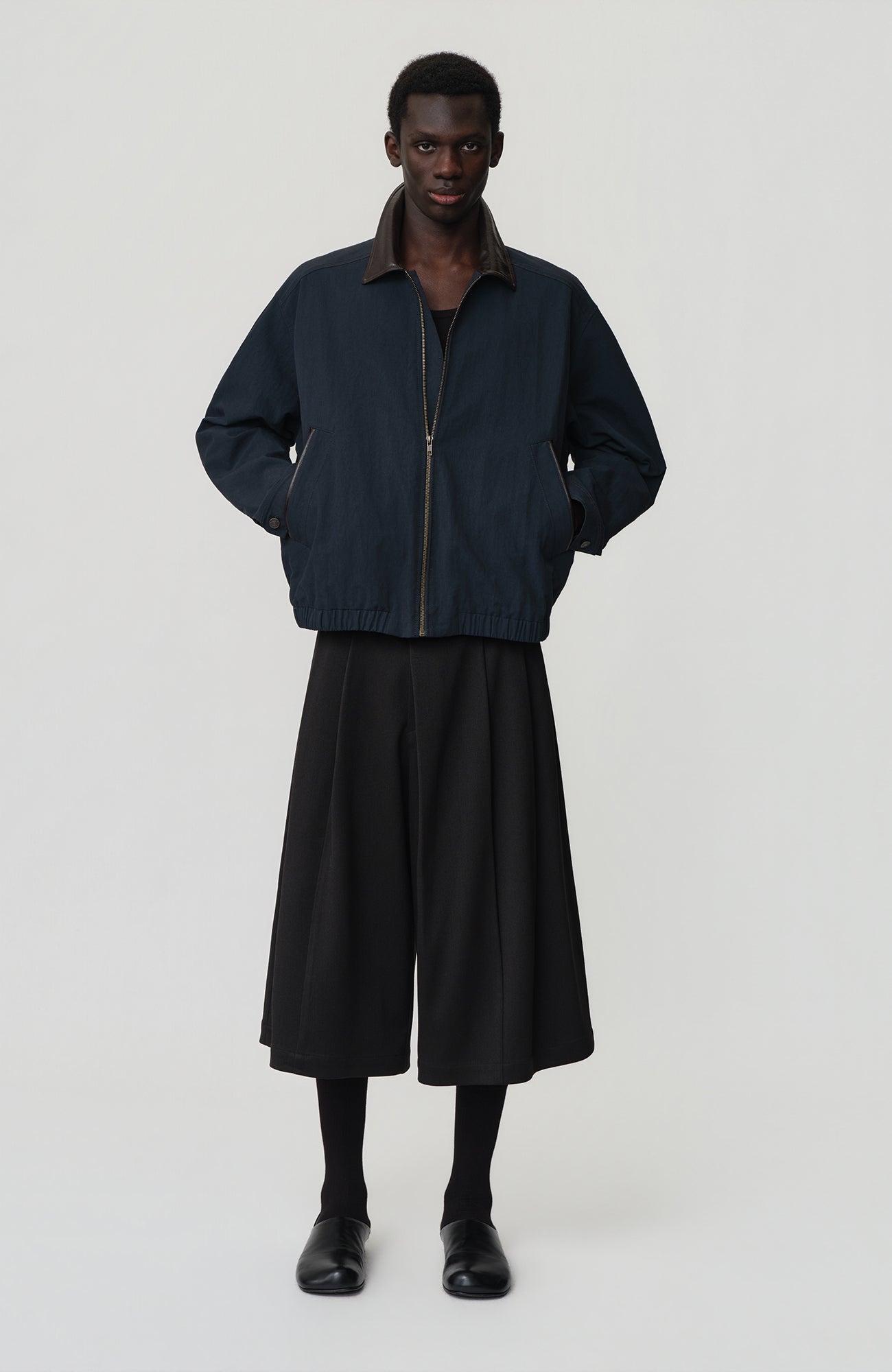 OPICLOTH Asymmetrical Pleated Wool-Blend Shorts-Shorts-XS-Free Shipping Leatheretro