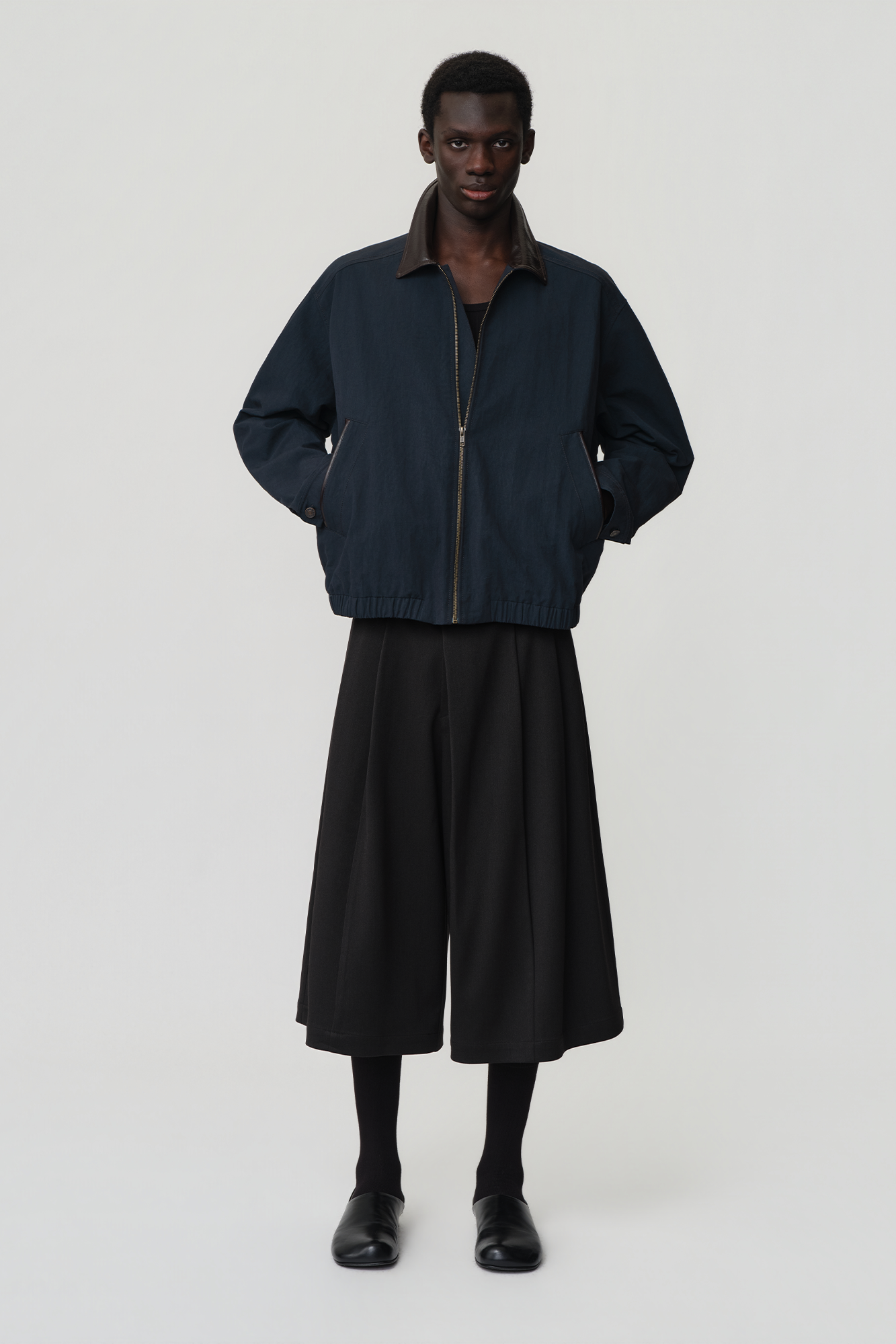 OPICLOTH Retro Contrast Leather Collar Jacket-Jacket-XS-Free Shipping Leatheretro
