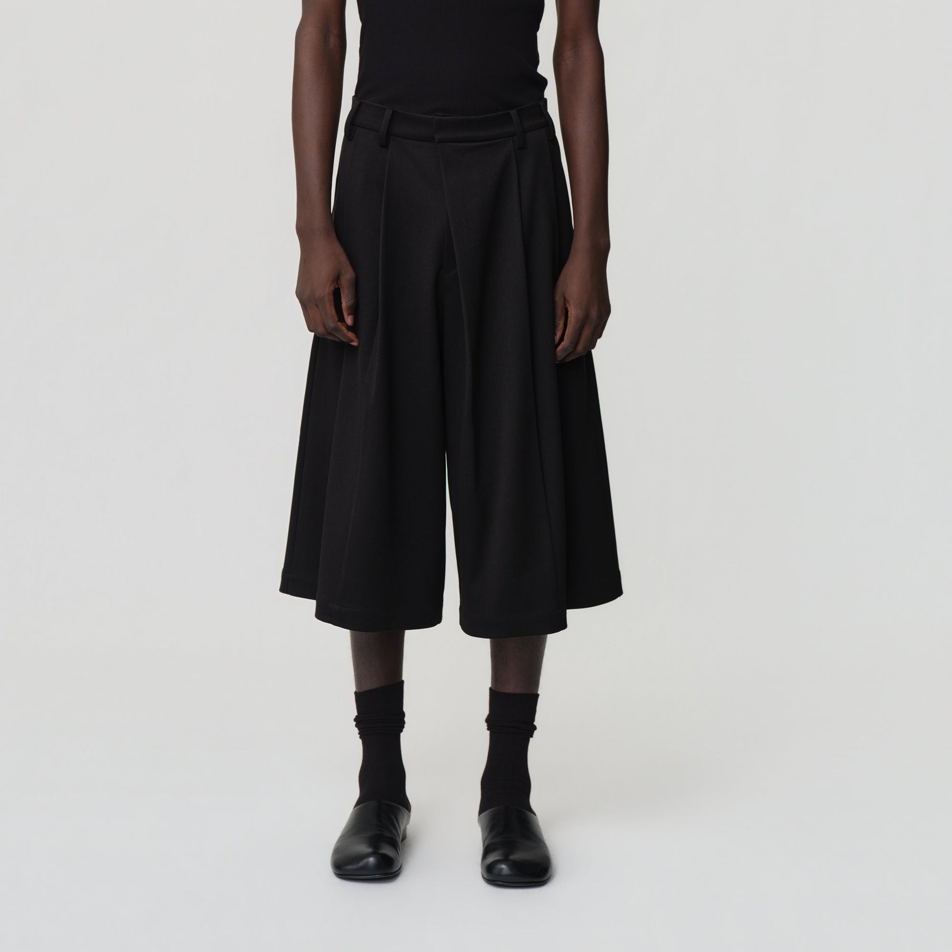 OPICLOTH Asymmetrical Pleated Wool-Blend Shorts-Shorts-XS-Free Shipping Leatheretro