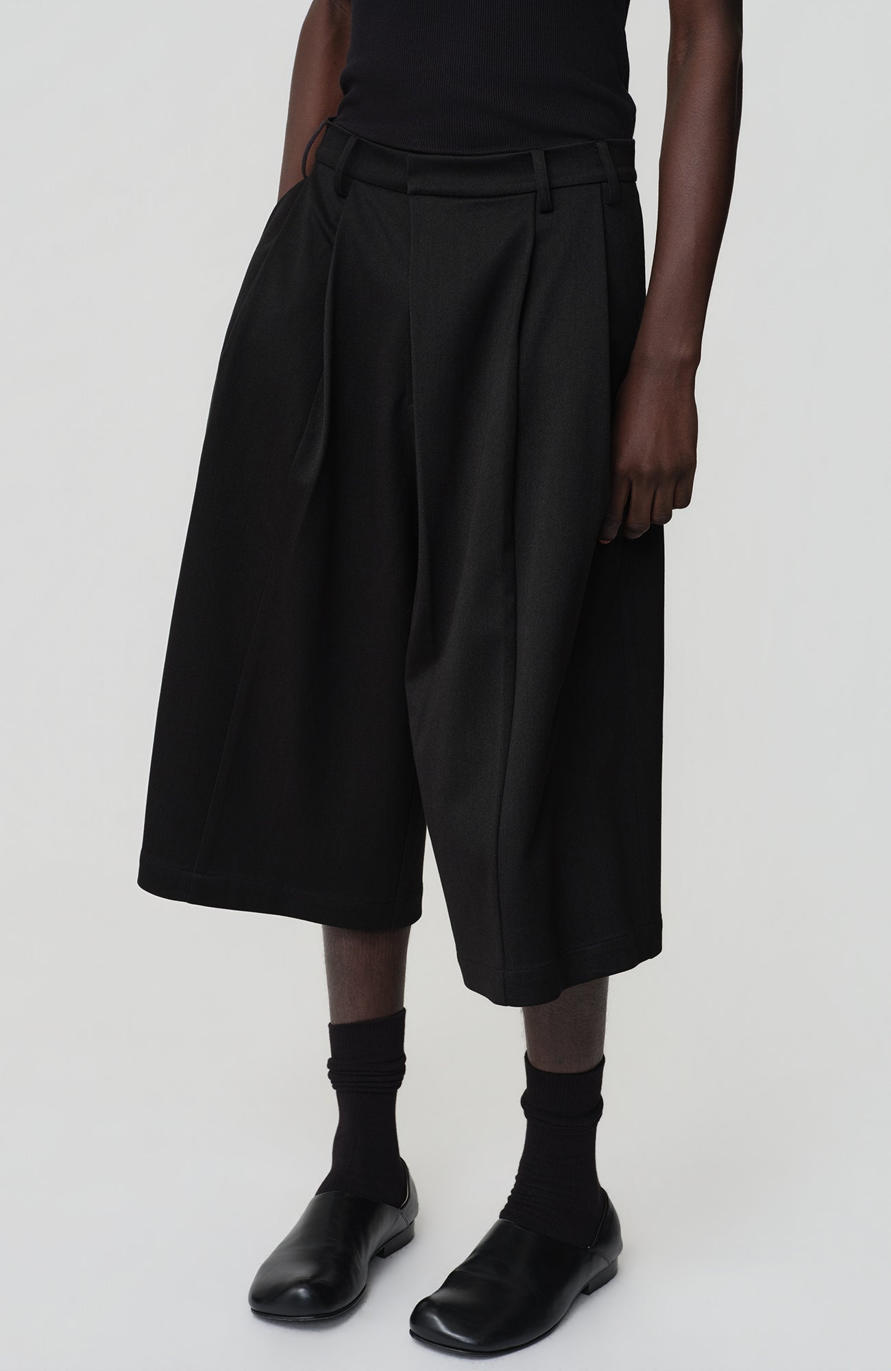 OPICLOTH Asymmetrical Pleated Wool-Blend Shorts-Shorts-XS-Free Shipping Leatheretro