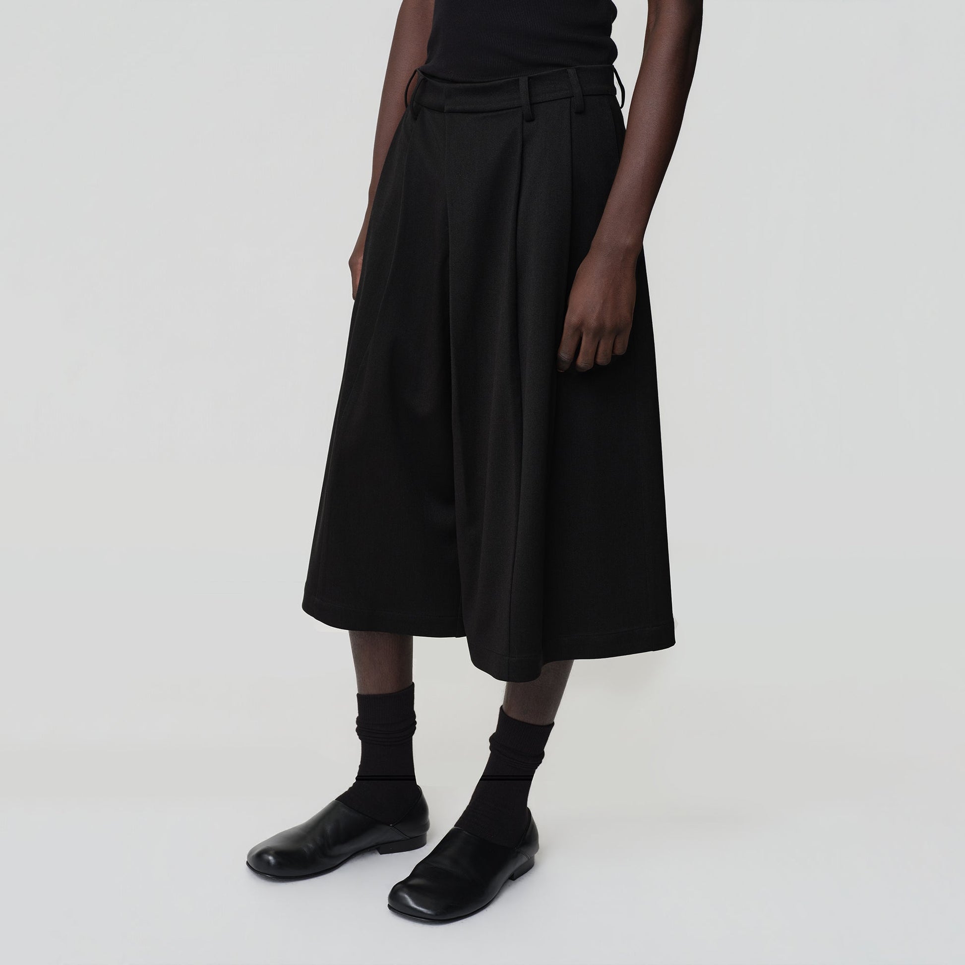 OPICLOTH Asymmetrical Pleated Wool-Blend Shorts-Shorts-XS-Free Shipping Leatheretro