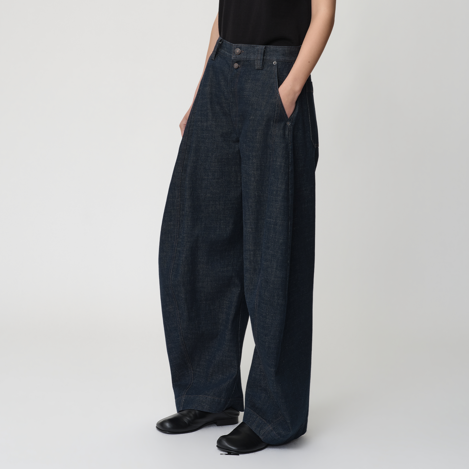OPICLOTH Classic Indigo Curved-Leg Jeans-Jeans-XS-Free Shipping Leatheretro